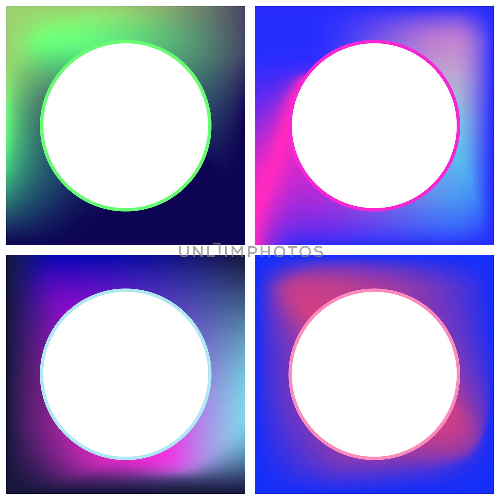 Vector icon set of neon sphere against white background