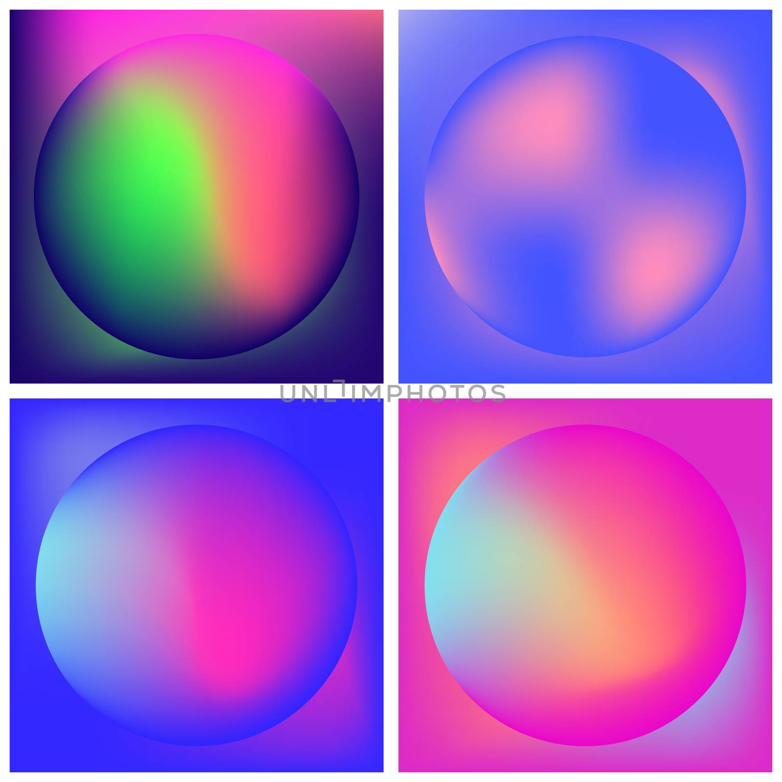 Vector icon set of neon sphere against white background