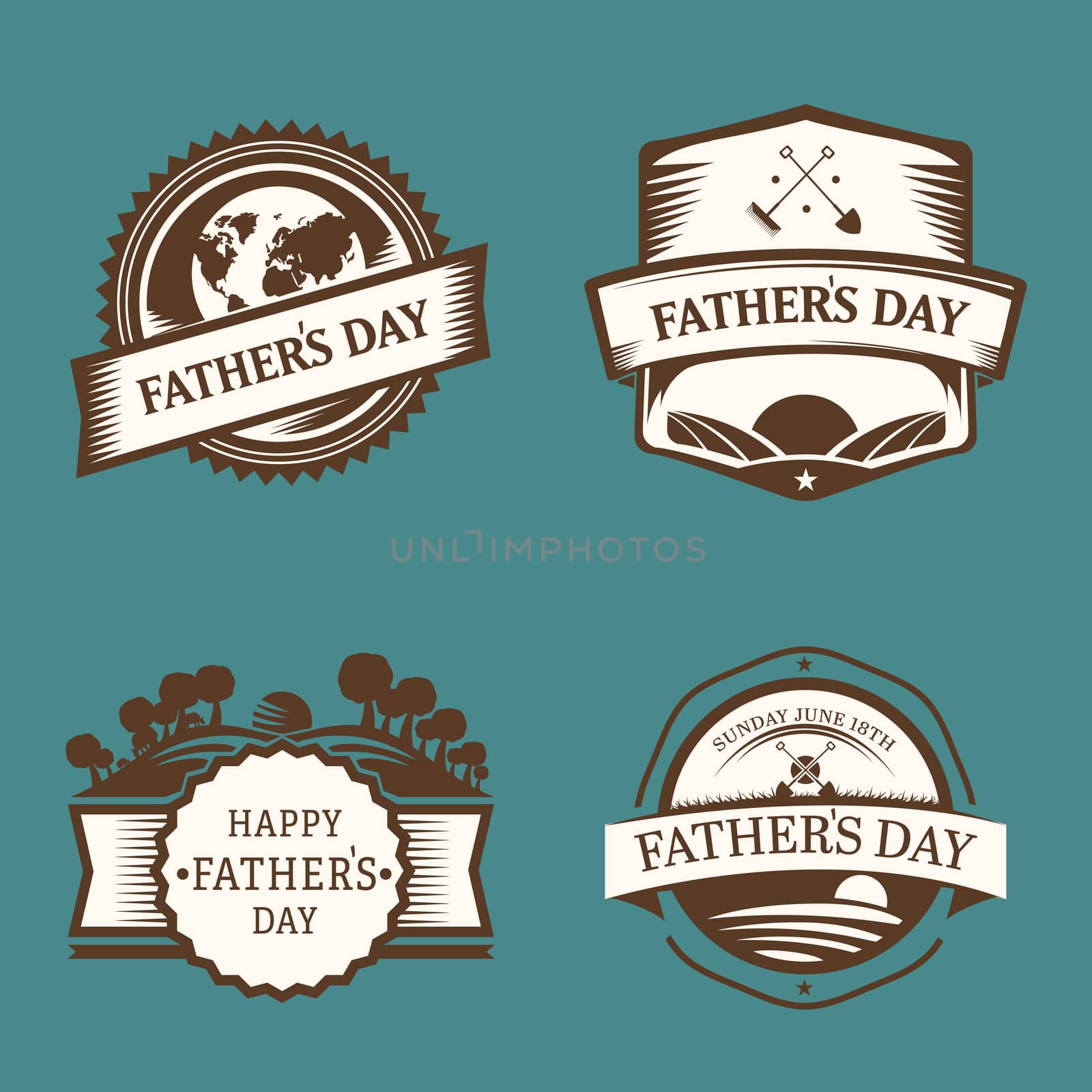 Greeting card with fathers day message and various icons by Wavebreakmedia