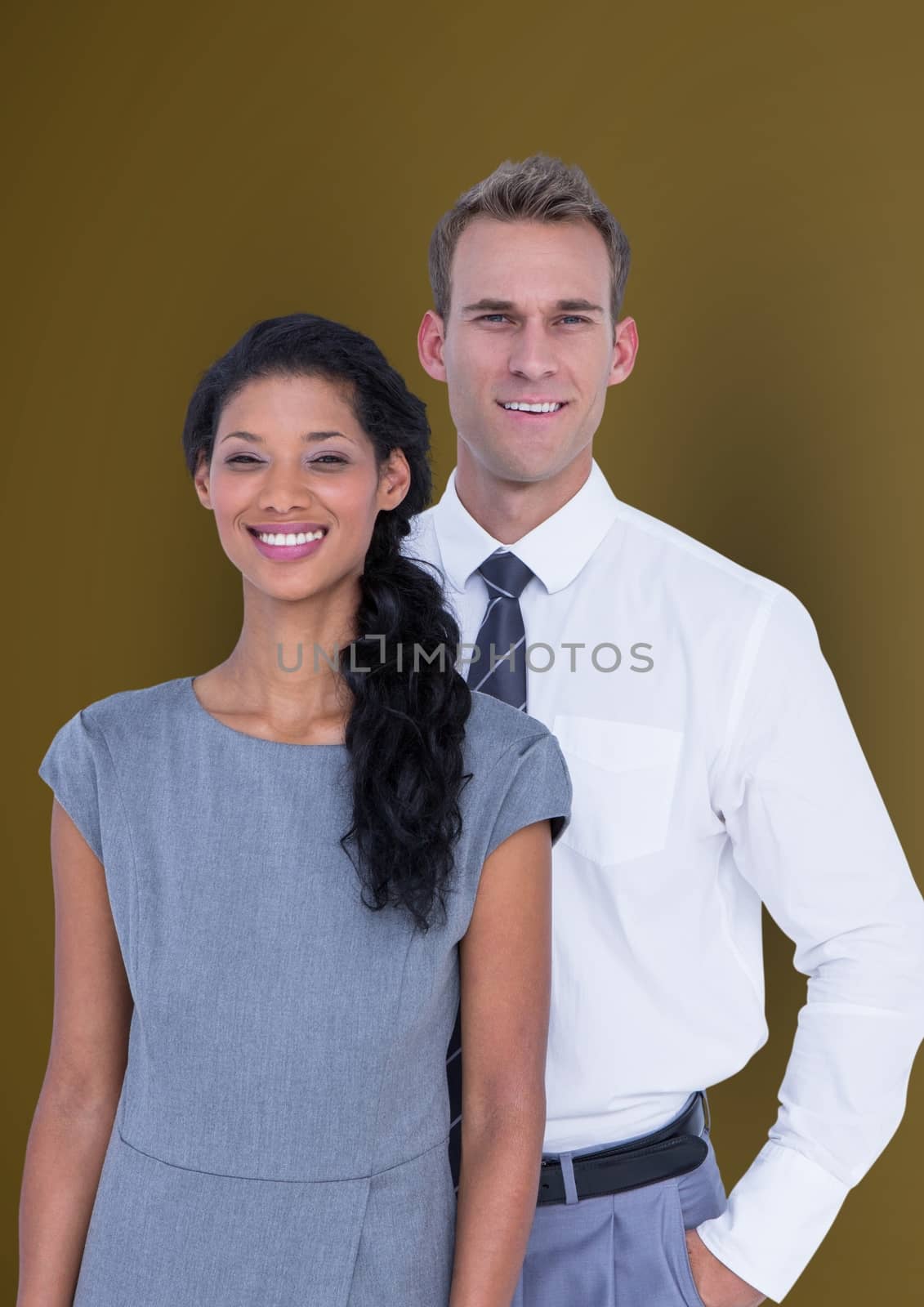 Confident business people smiling over colored background by Wavebreakmedia