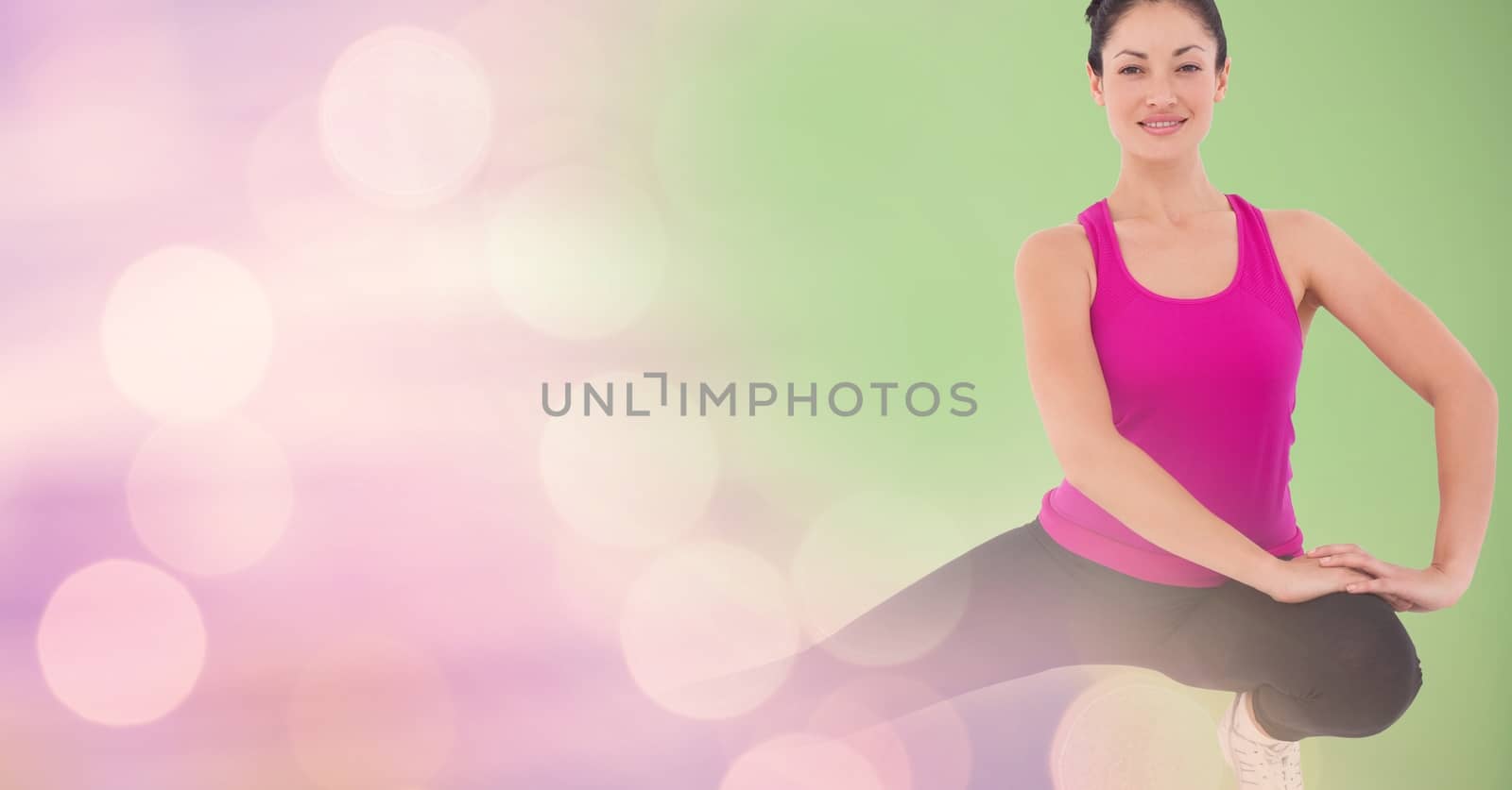 Digital composite of Young woman performing yoga