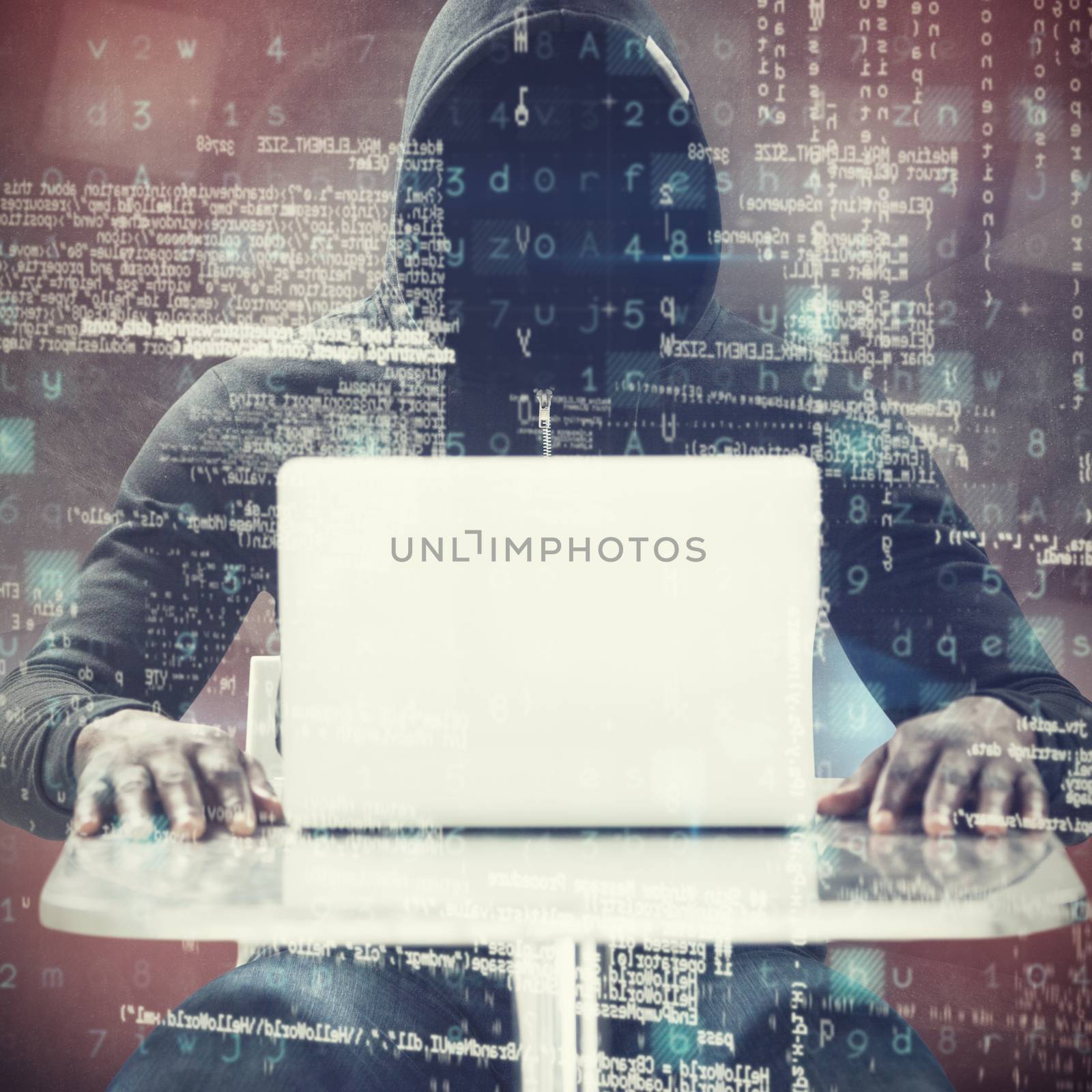 Composite image of male hacker with laptop  by Wavebreakmedia