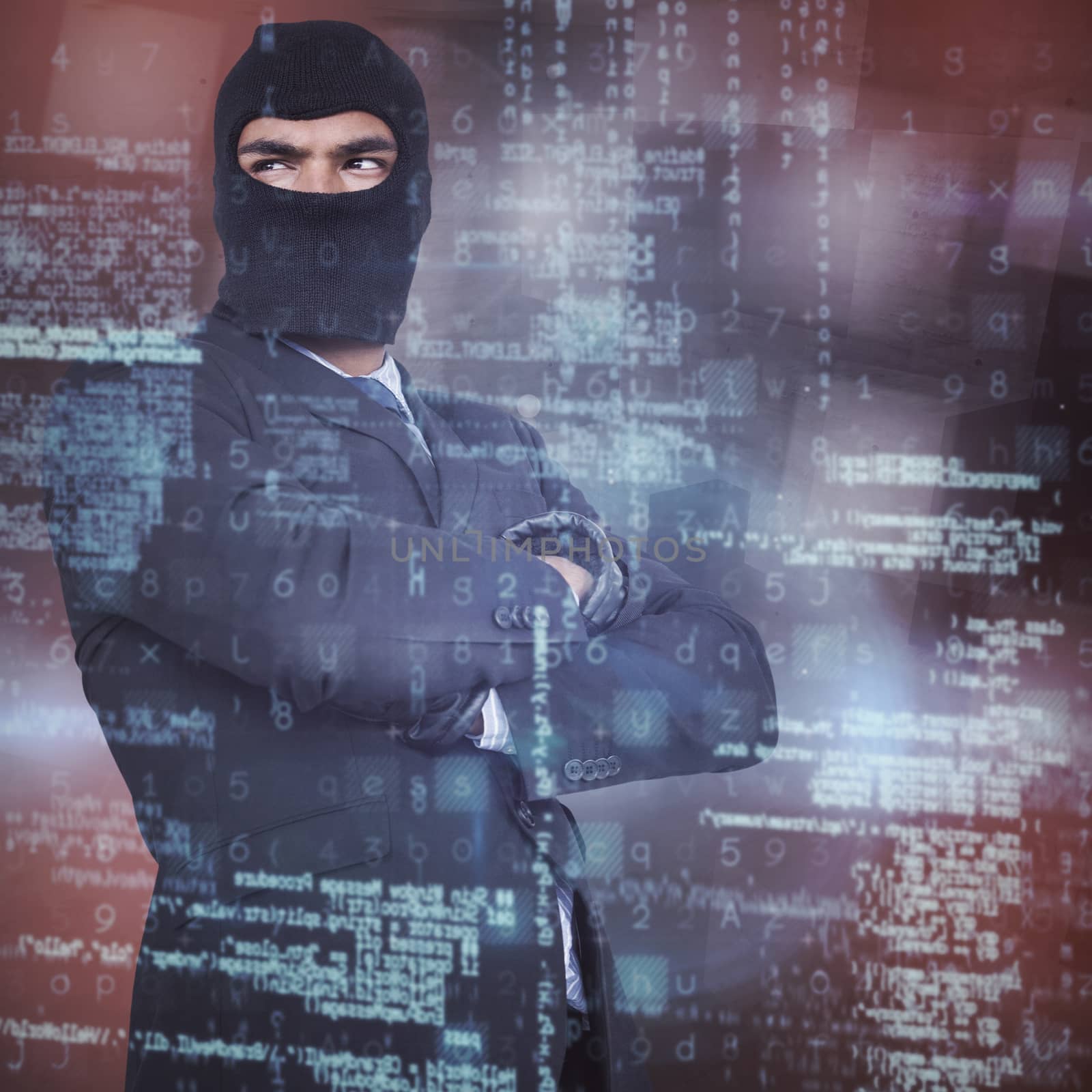 Composite image of hacker standing with arms crossed by Wavebreakmedia