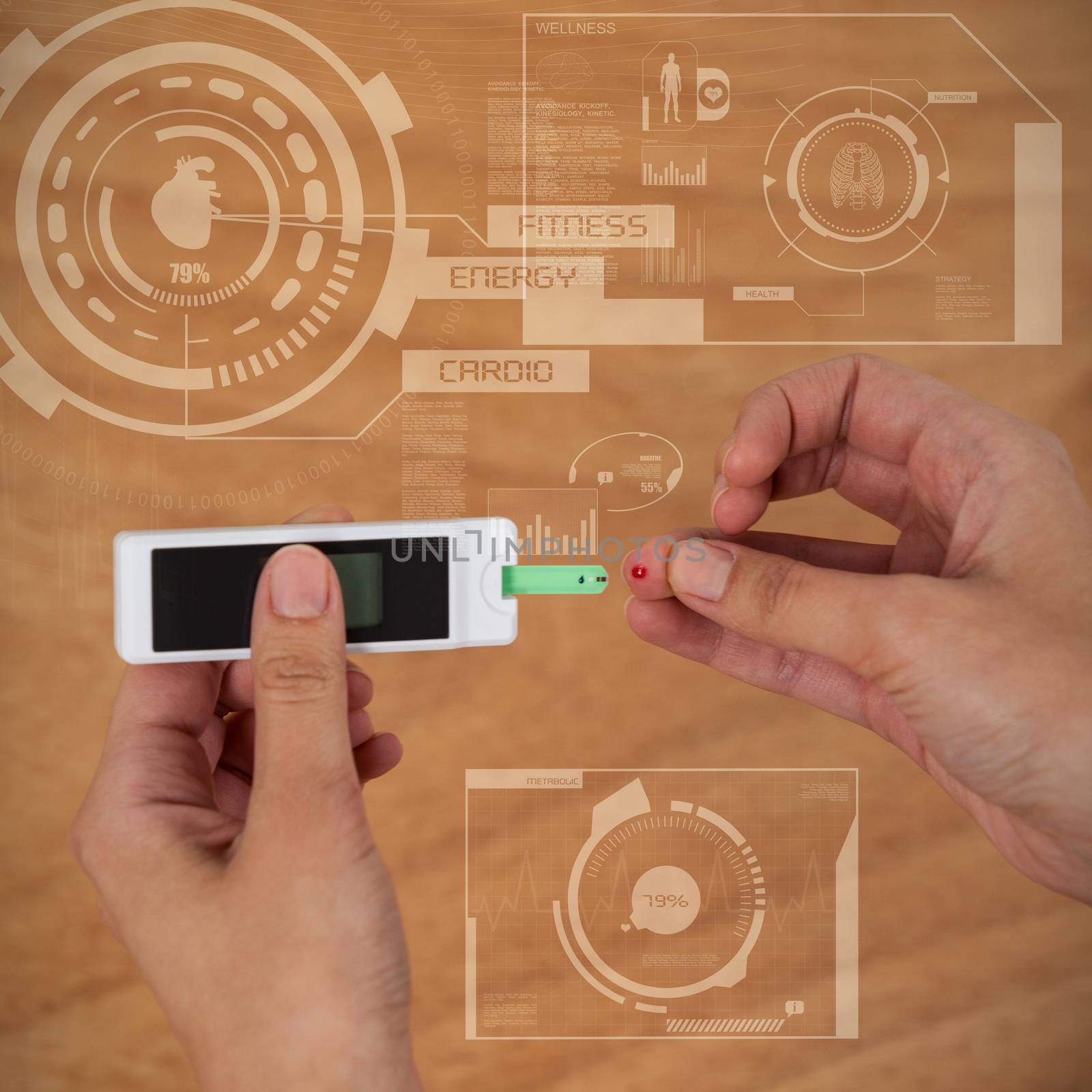 Composite image of metabolism illustration over black background by Wavebreakmedia