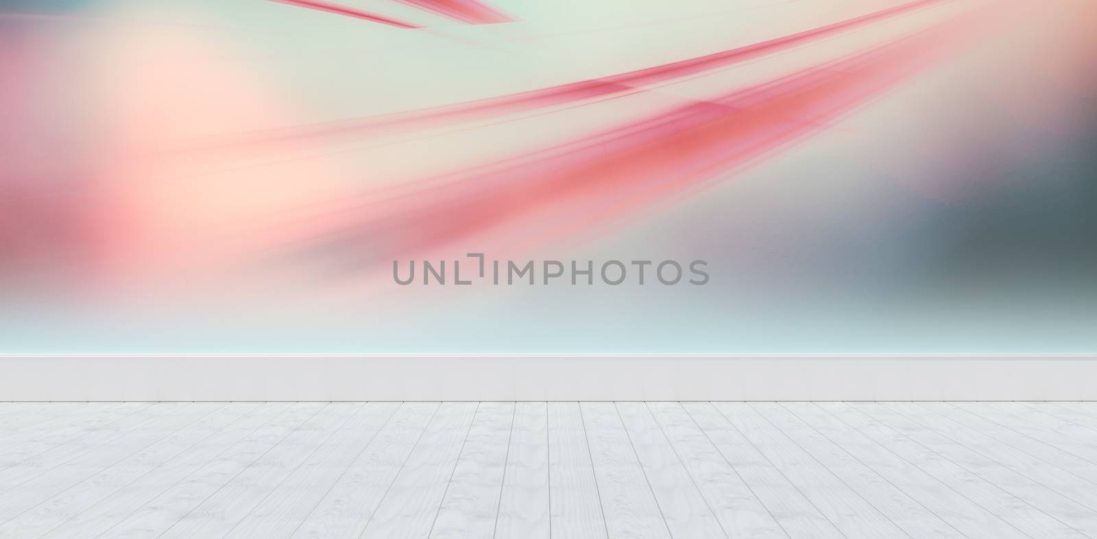 Abstract background against blue wall by hardwood floor 