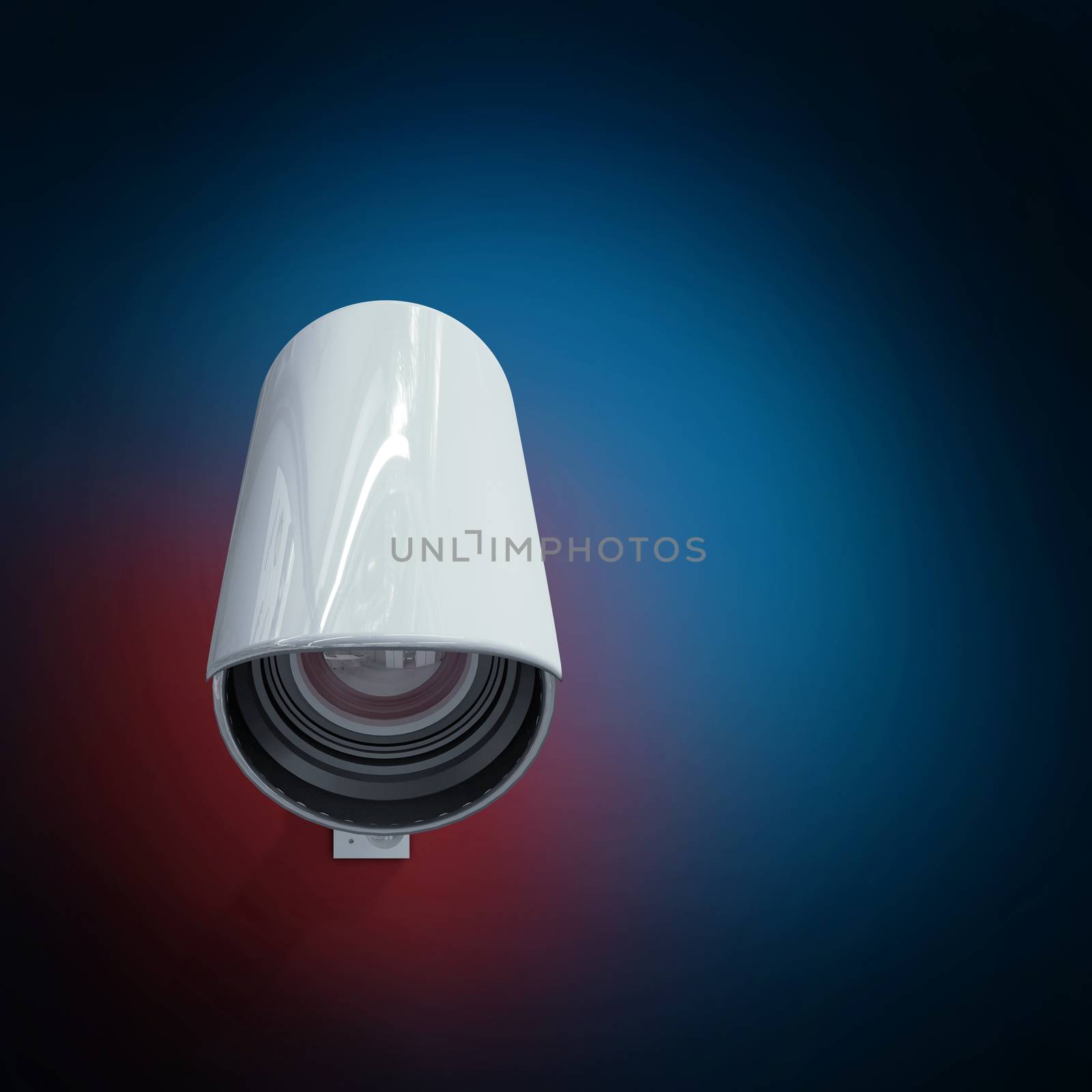 CCTV camera against blue background with vignette