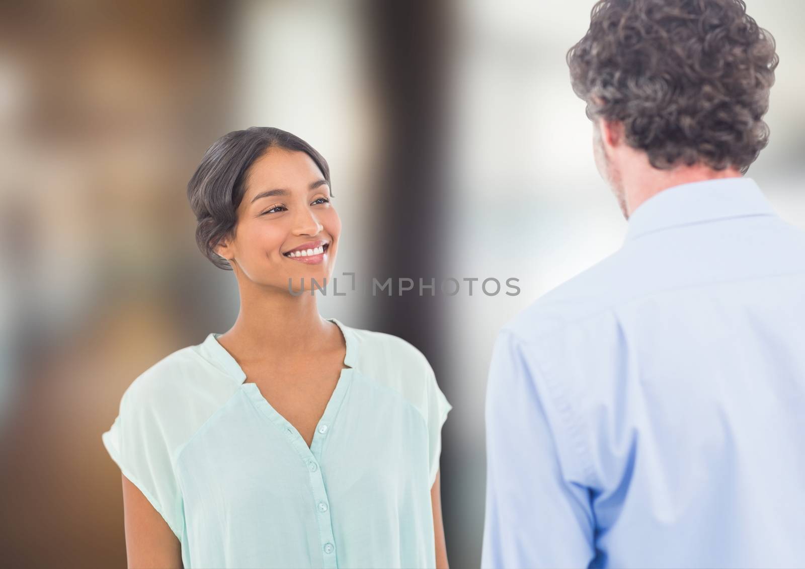 Digital composite of Two people talking to each other