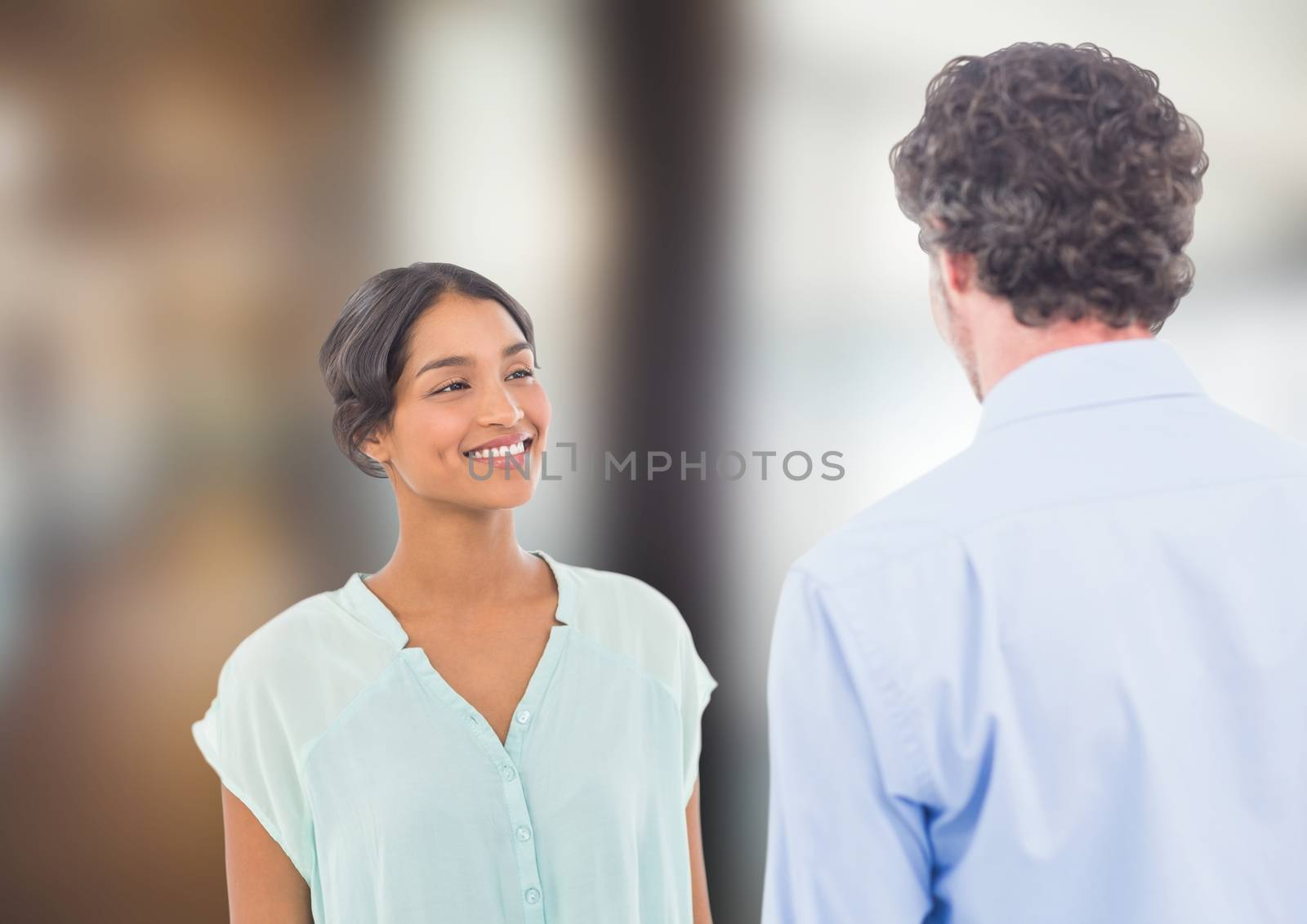 Digital composite of Two people talking to each other