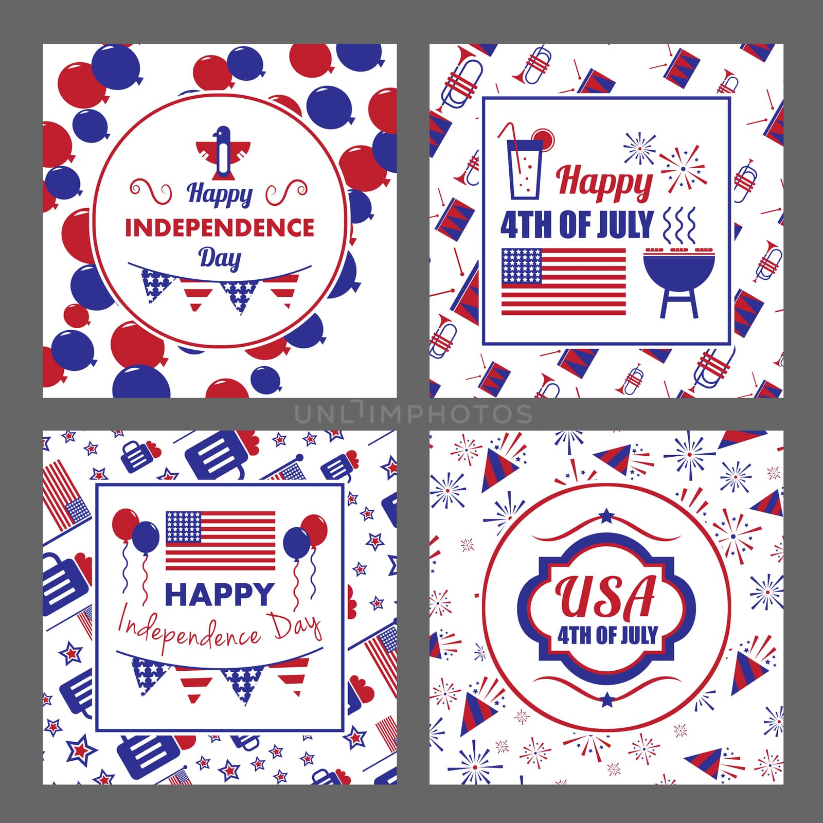 Vector set of independence day celebration by Wavebreakmedia