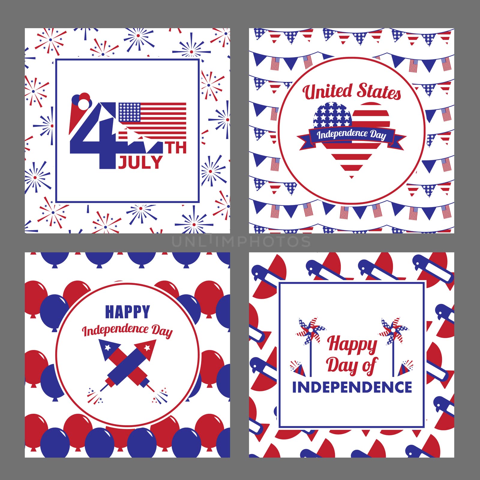 Vector set of independence day celebration by Wavebreakmedia