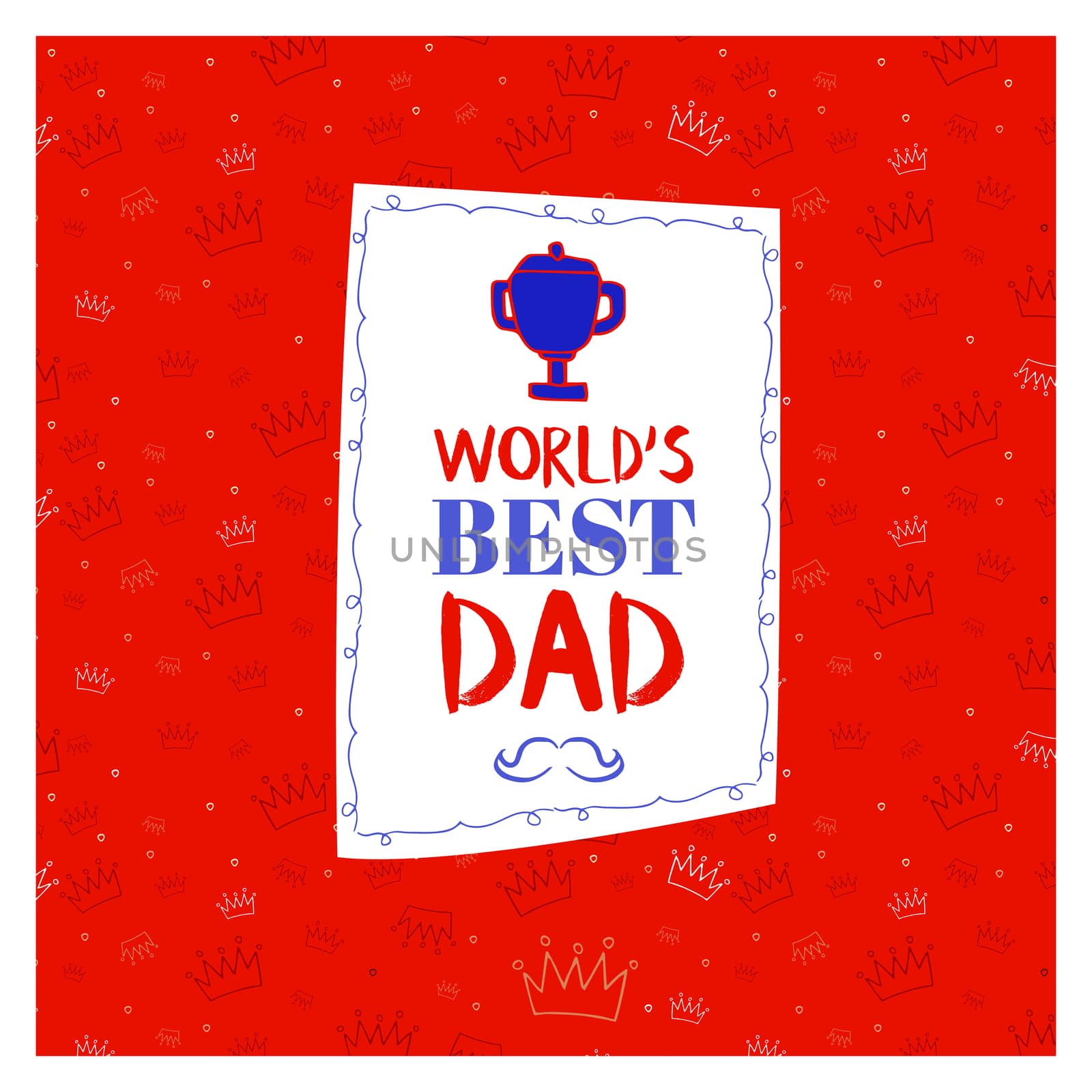 Vector of greeting card with fathers day message against white background