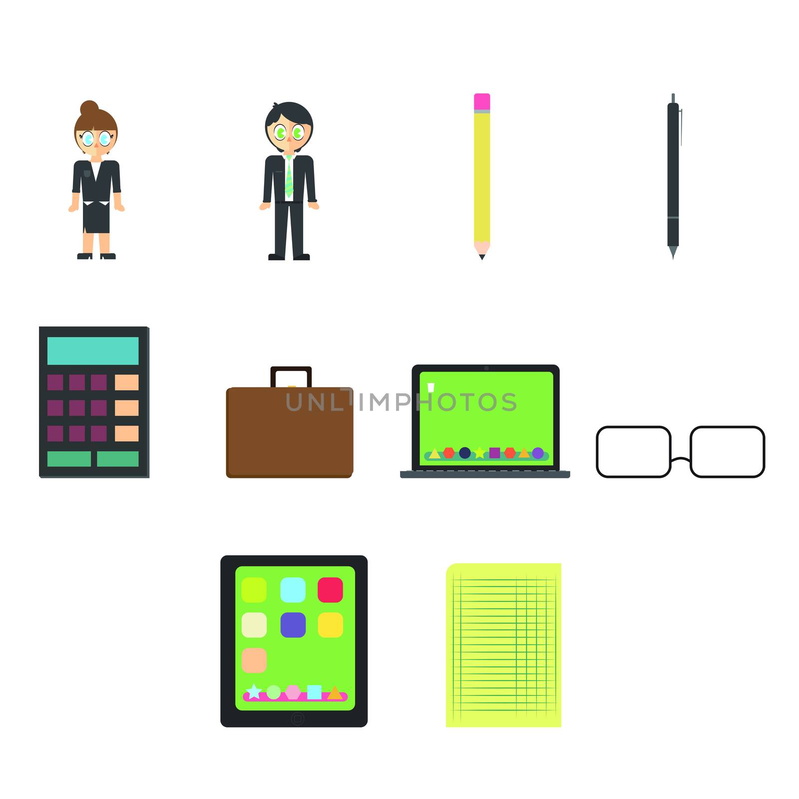 Vector icons of businesspeople and equipments by Wavebreakmedia