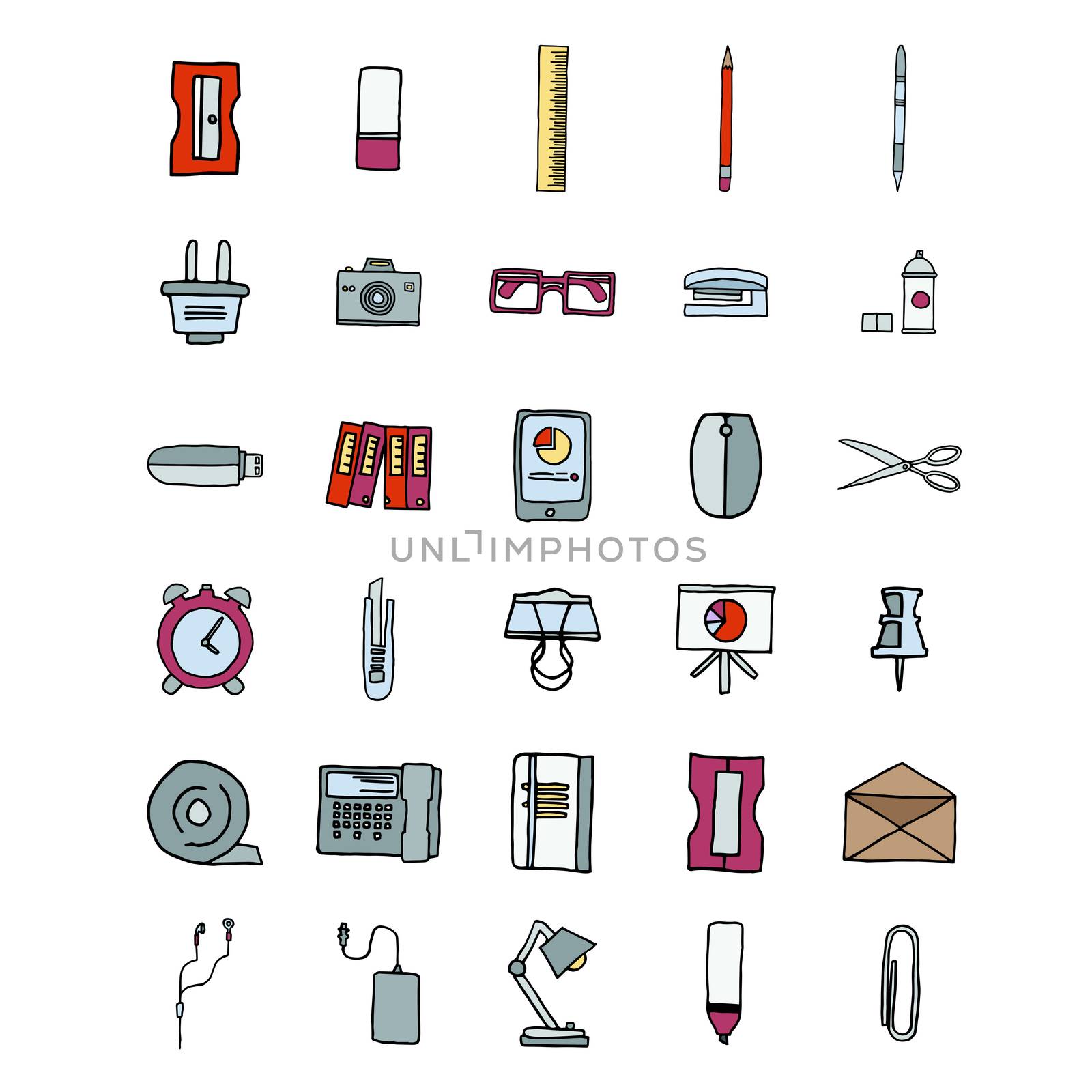 Vector icons set of office by Wavebreakmedia