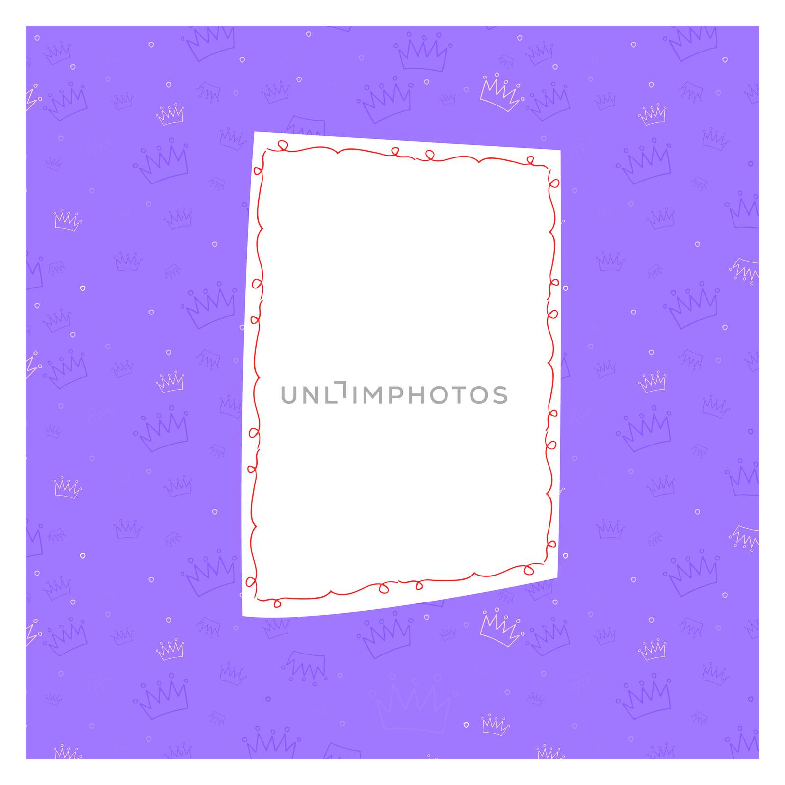 Vector of card with crown design on violet background