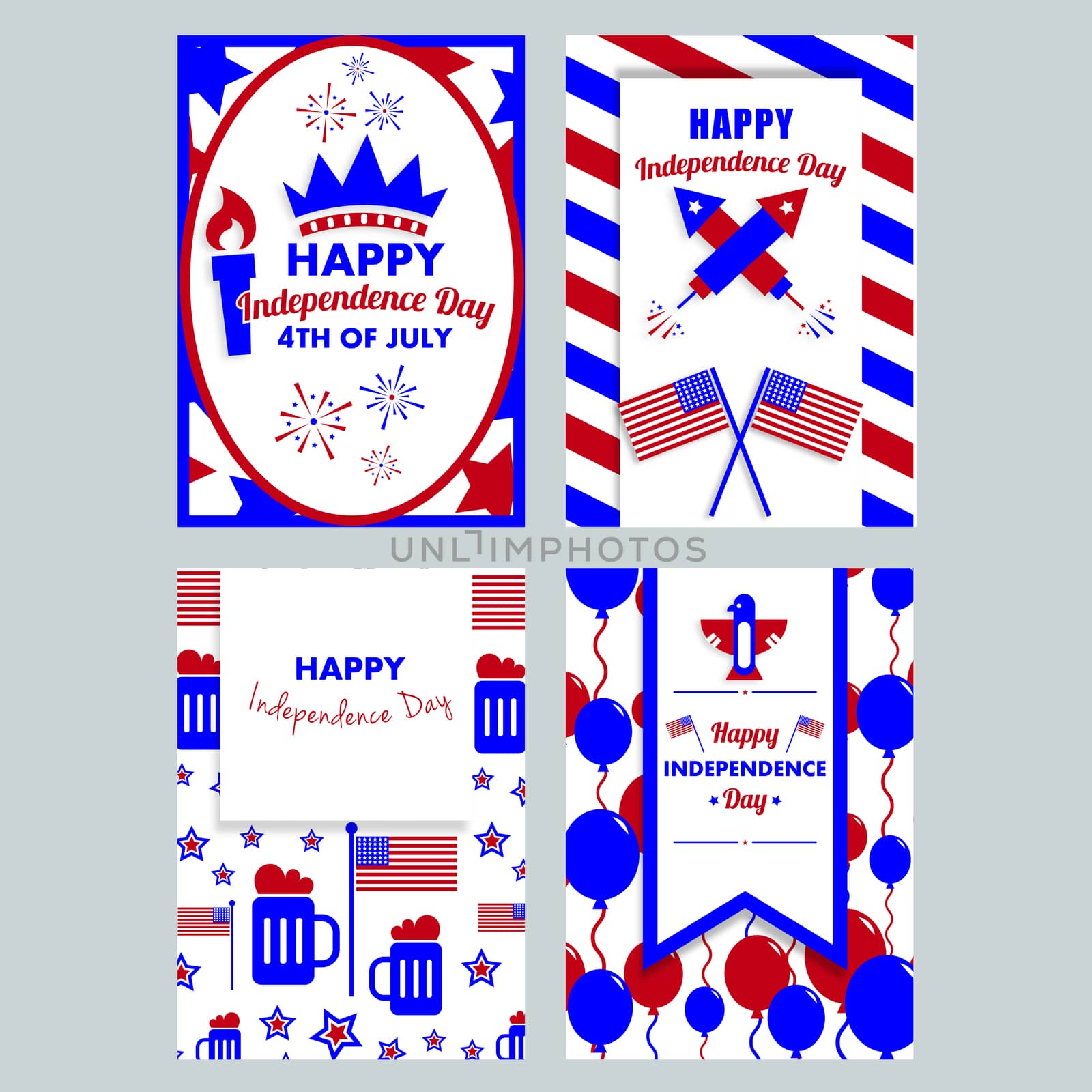 Card with happy independence day text against colored background