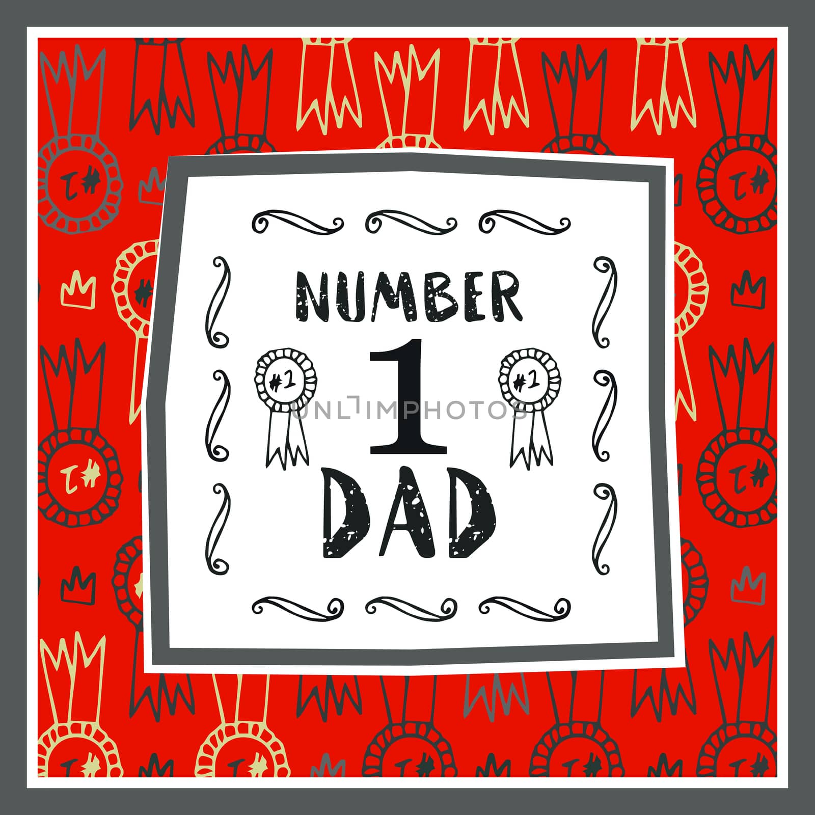 Vector of greeting card with fathers day message against white background