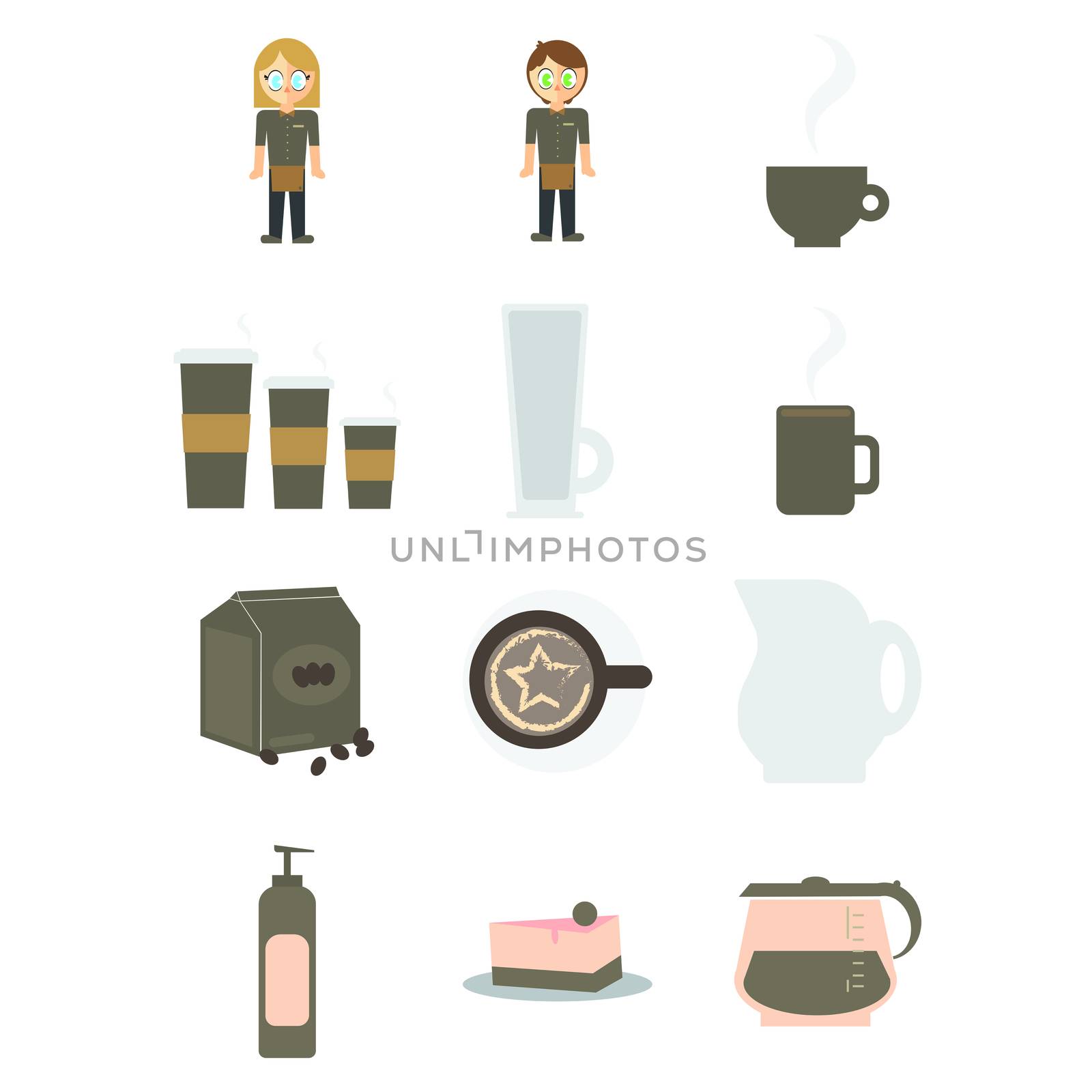 Vector icons of waiter and waitress by Wavebreakmedia