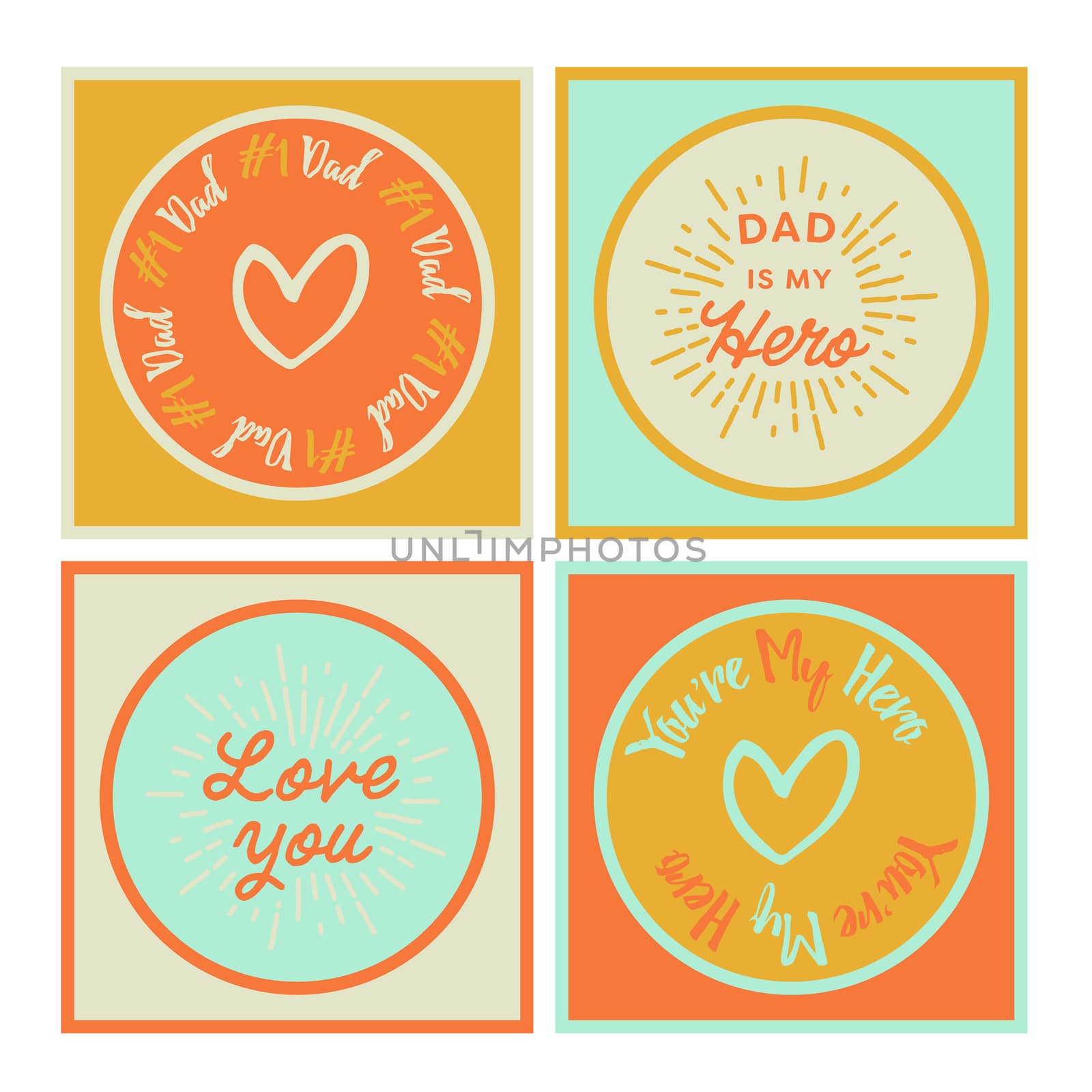 Vector set of greeting card of fathers day on white background