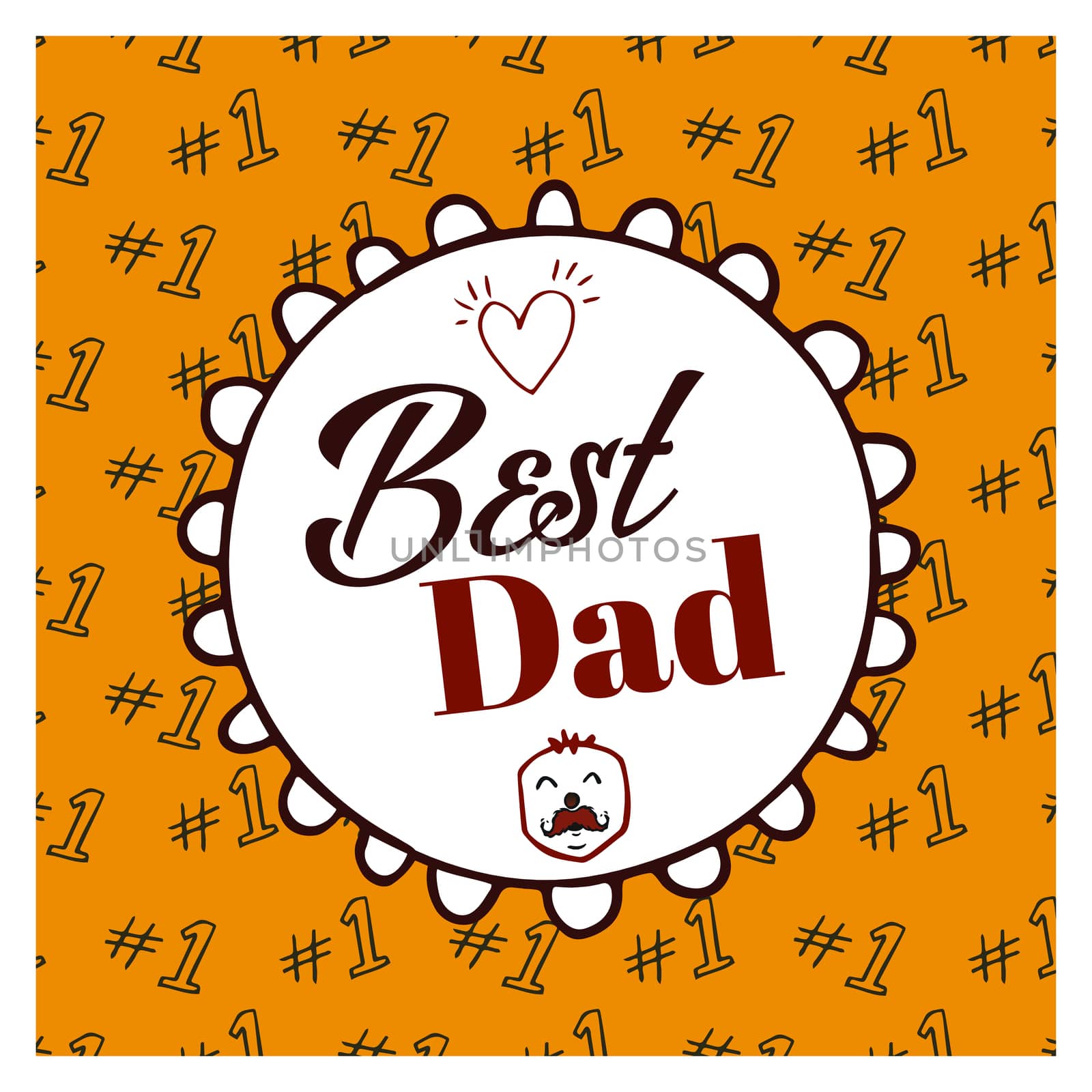 Vector of greeting card with fathers day message against white background