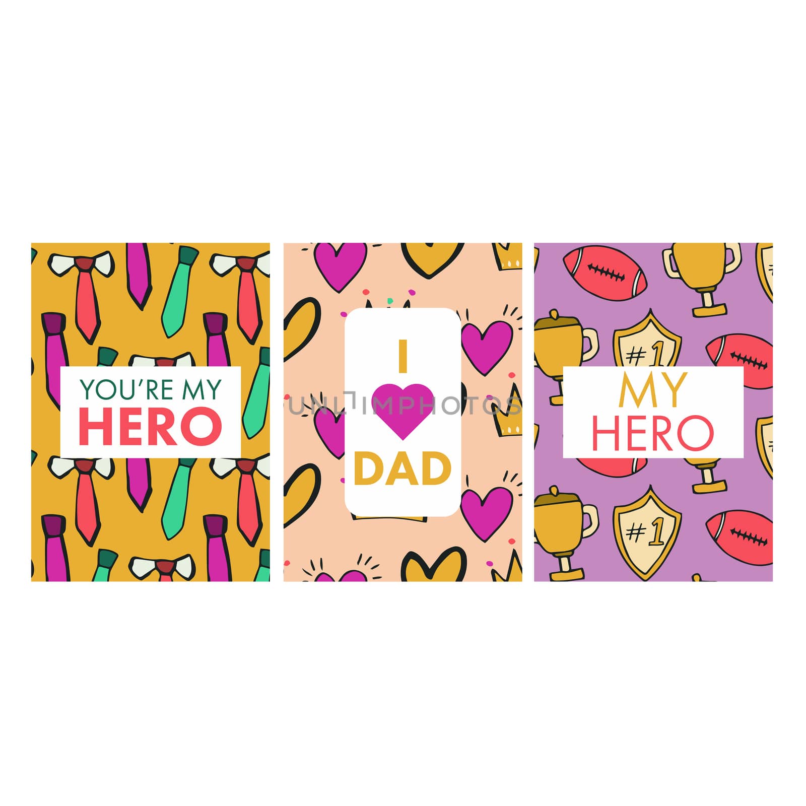 Vector set of greeting card of fathers day on white background