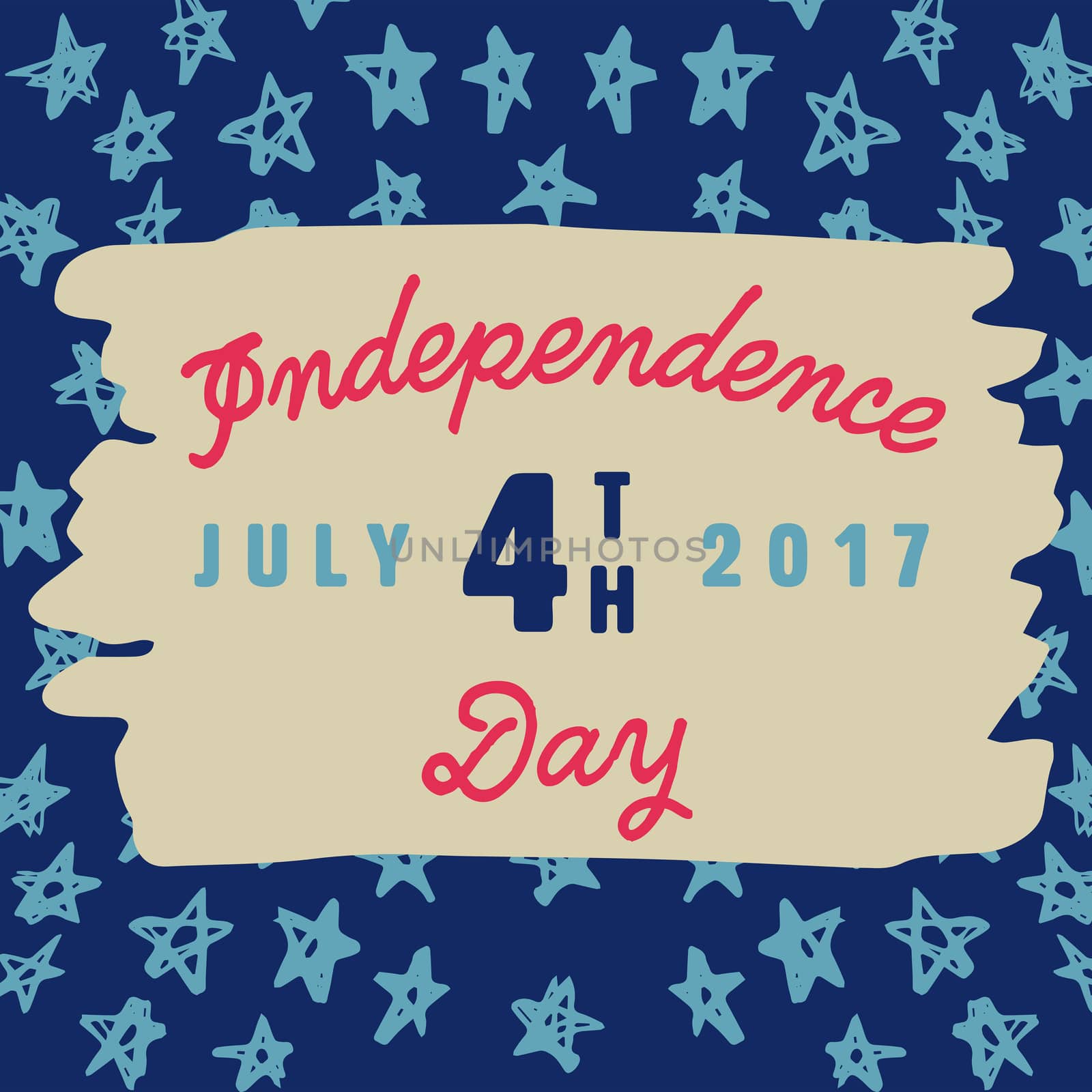 Vector of greeting card with fourth of july message