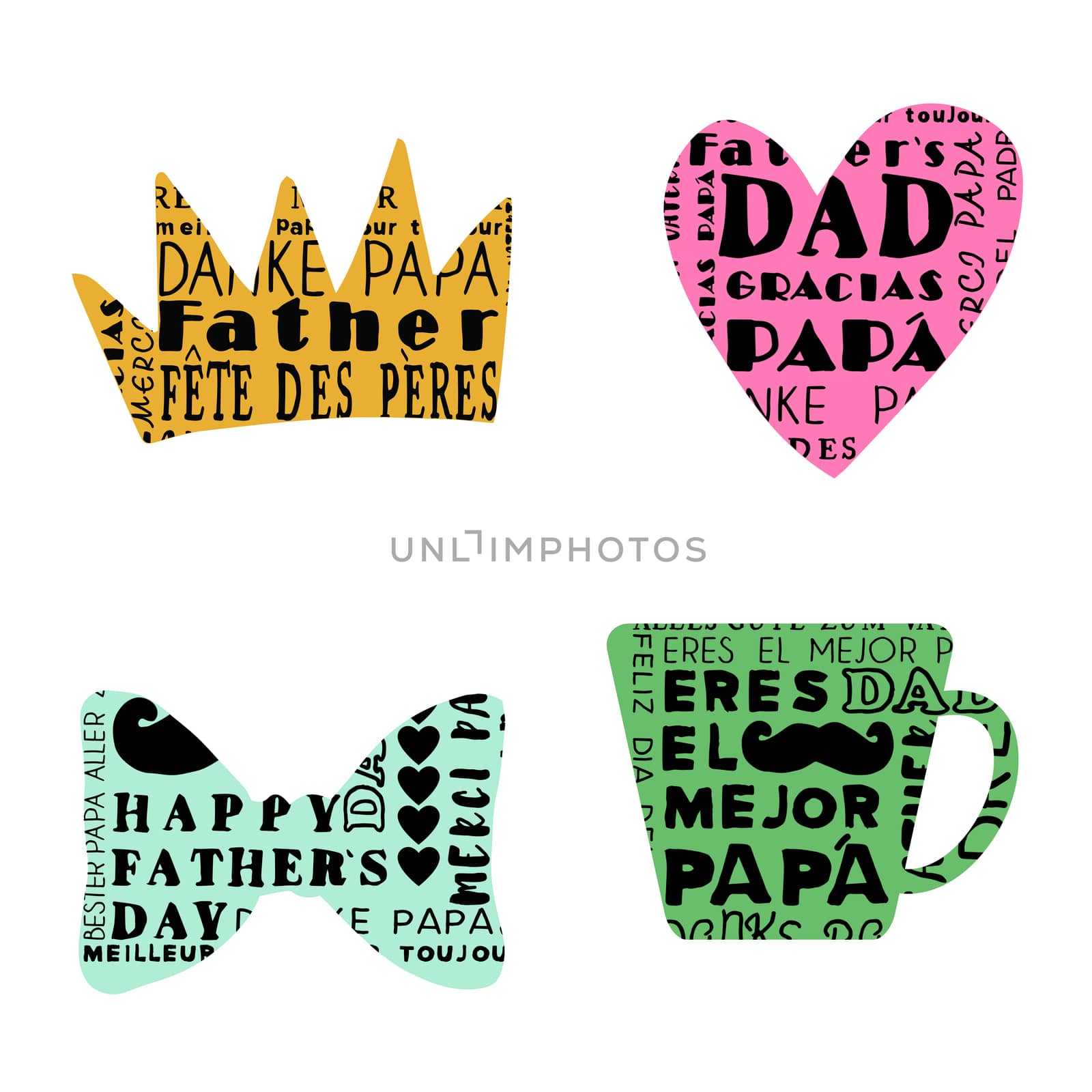 Vector set of various shape with fathers day message by Wavebreakmedia