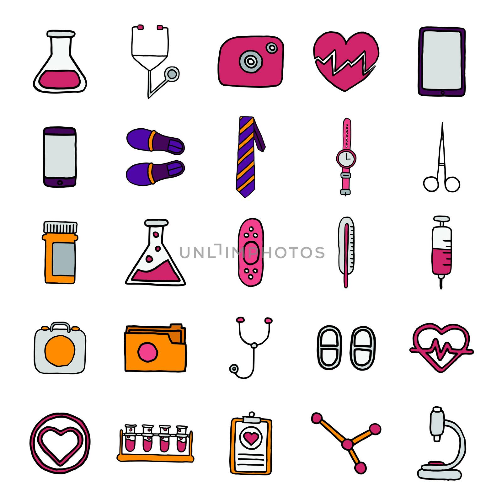 Vector set of medical icons against white background