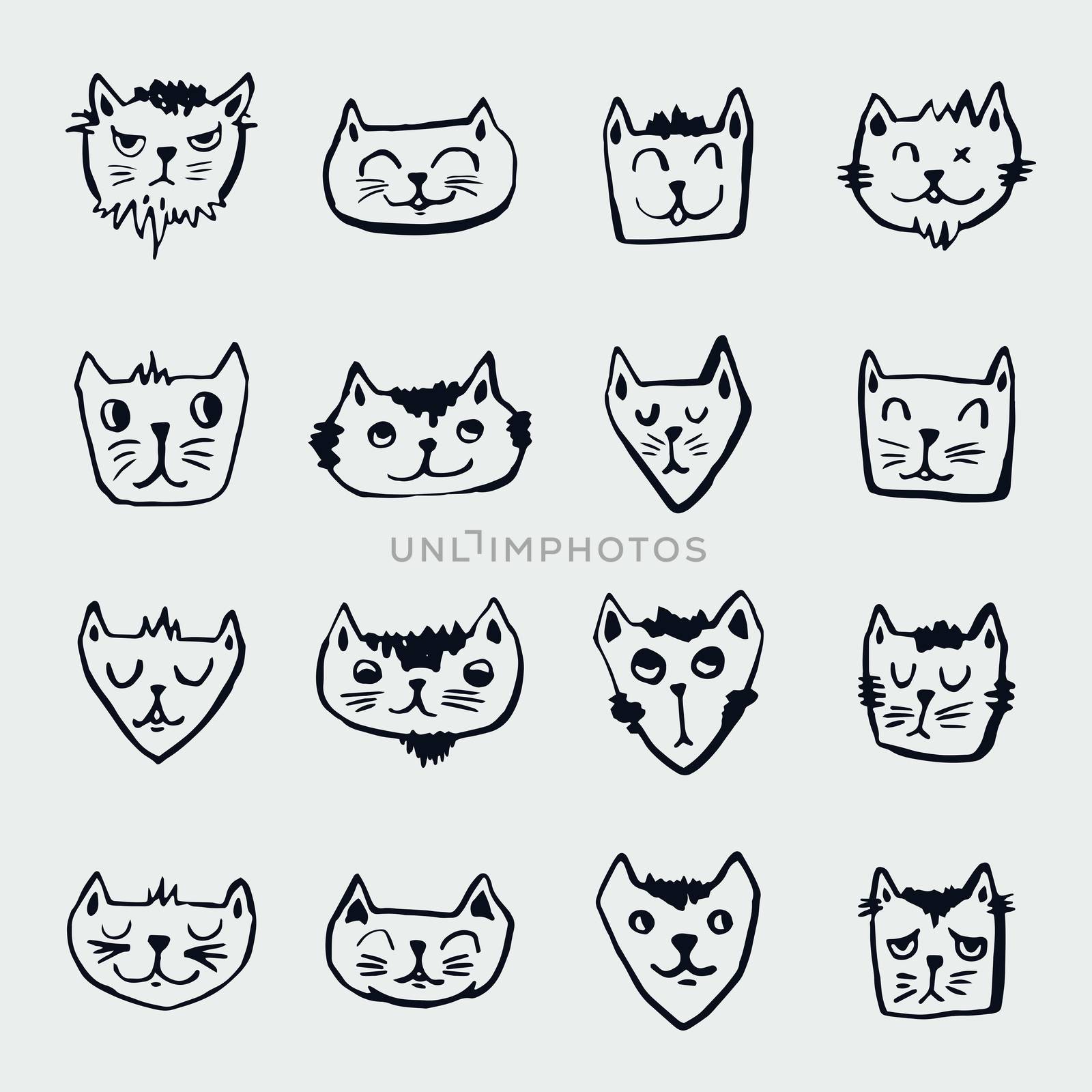 Vector icon set of cats by Wavebreakmedia