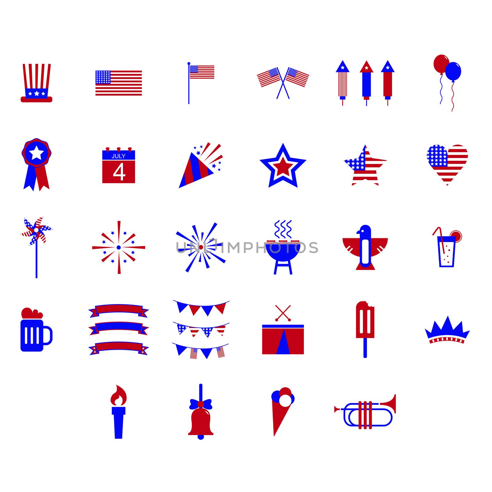 Independence day flat color icons by Wavebreakmedia