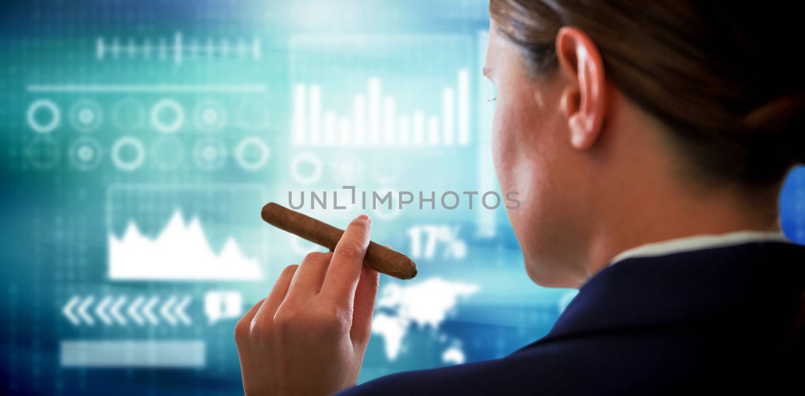 Composite image of businesswoman holding cigar by Wavebreakmedia