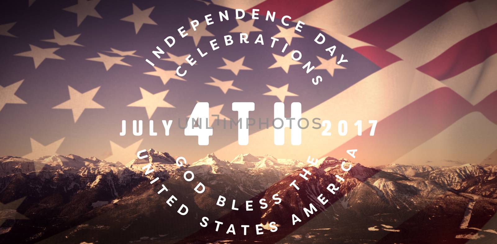 Multi colored happy 4th of july text against white background against snow covered mountains against clear sky