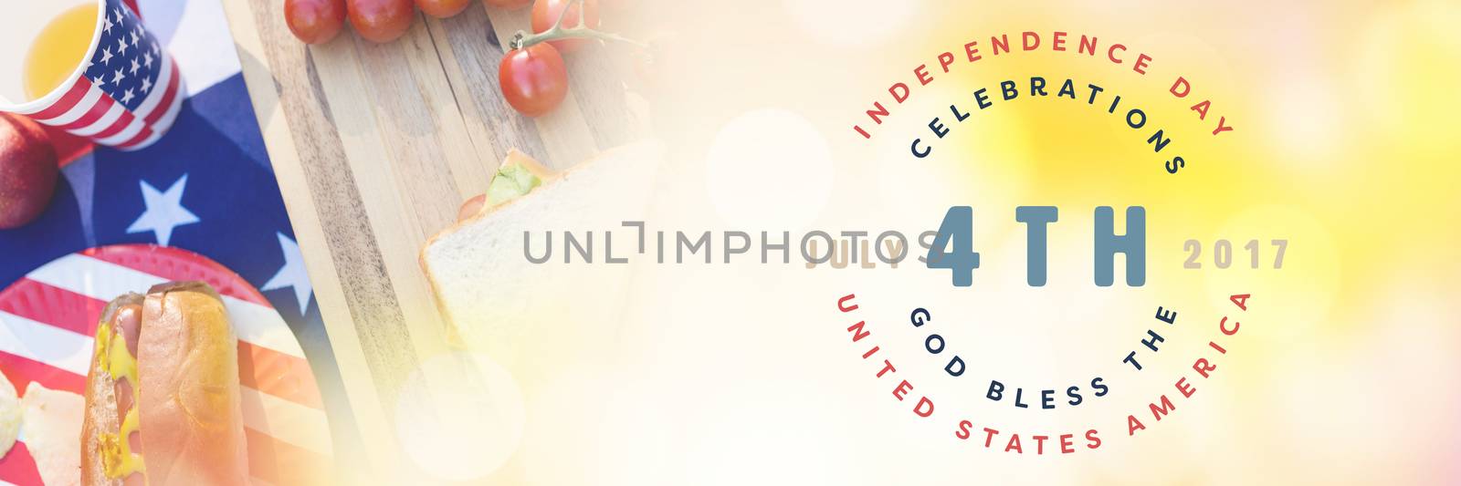 Composite image of multi colored happy 4th of july text against white background by Wavebreakmedia