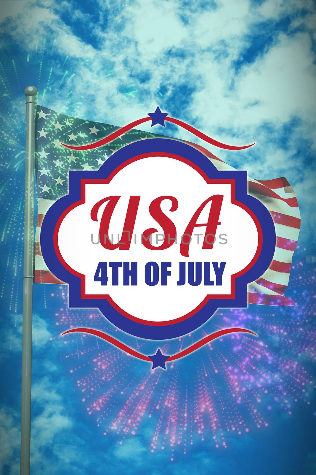 Composite image of digitally generated image of 4th of july text  by Wavebreakmedia