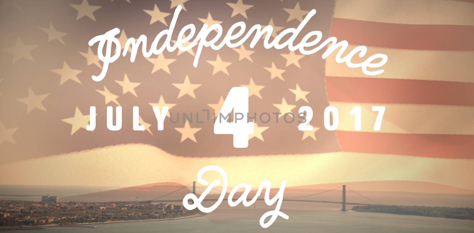Digitally generated image of happy 4th of july message against united states of america flag