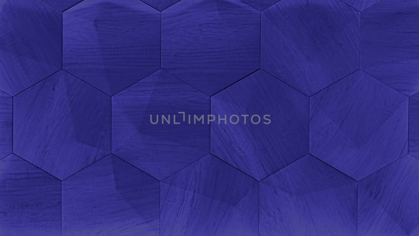 3D decorative wall for the interior of an unusual hexagonal geometric shape, similar to a honeycomb. Abstract texture of the deep blue color of the night sky