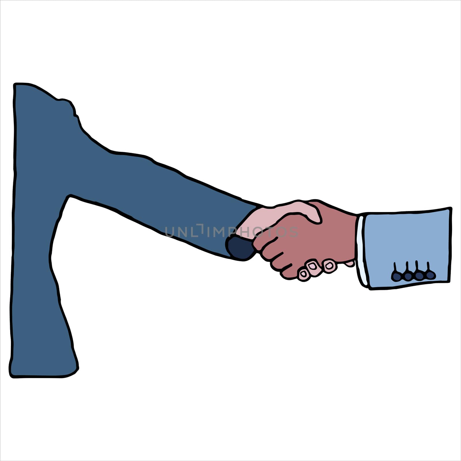 Vector of businesspeople shaking hands against white background