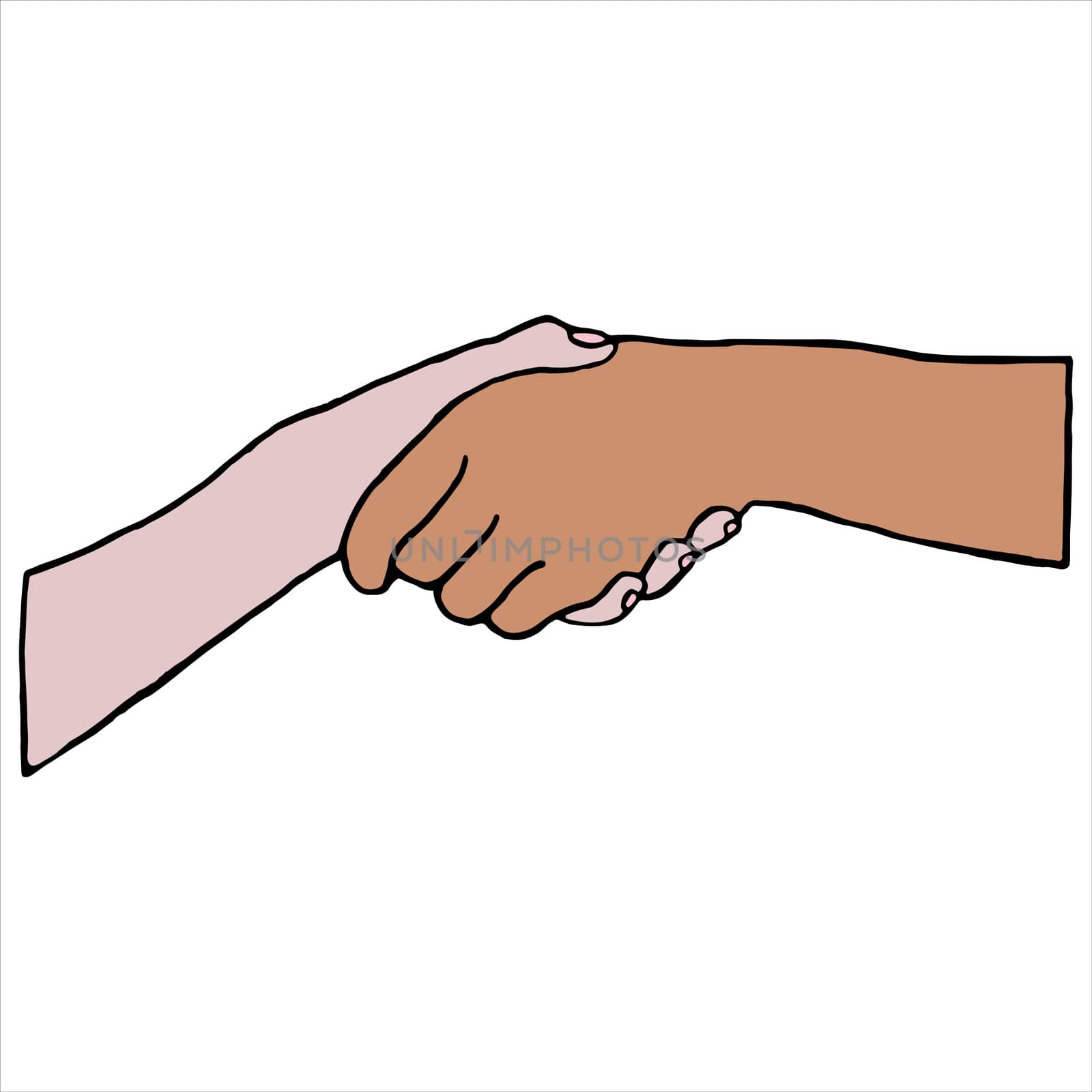 Vector of businesspeople shaking hands against white background