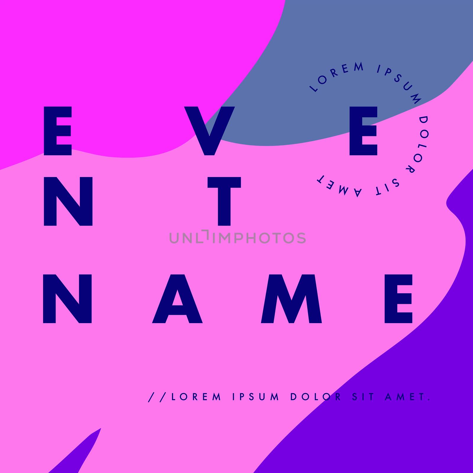 Vector image of card with text event name against colored background