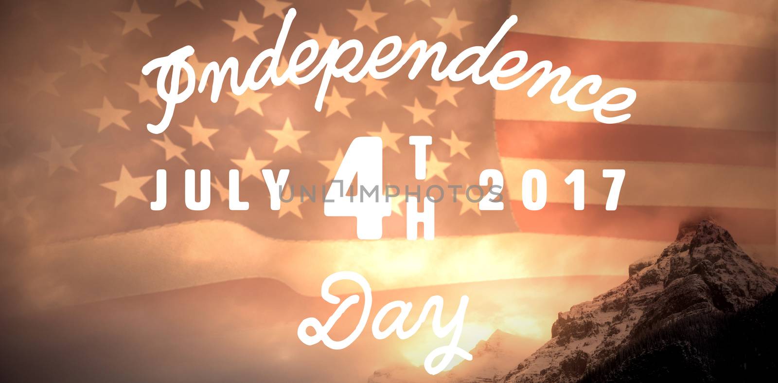 Digitally generated image of happy 4th of july message against united states of america flag