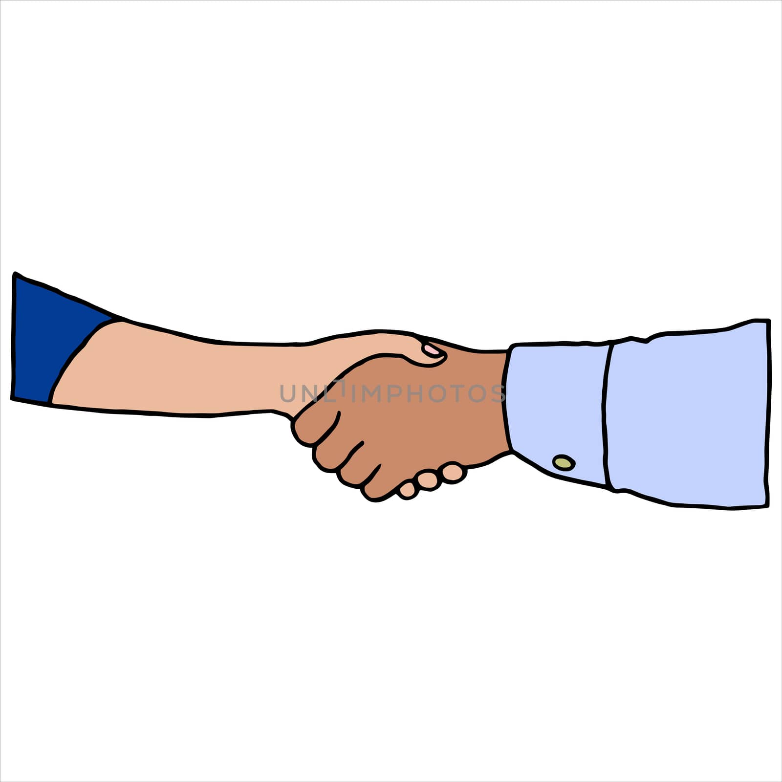 Vector of businesspeople shaking hands against white background