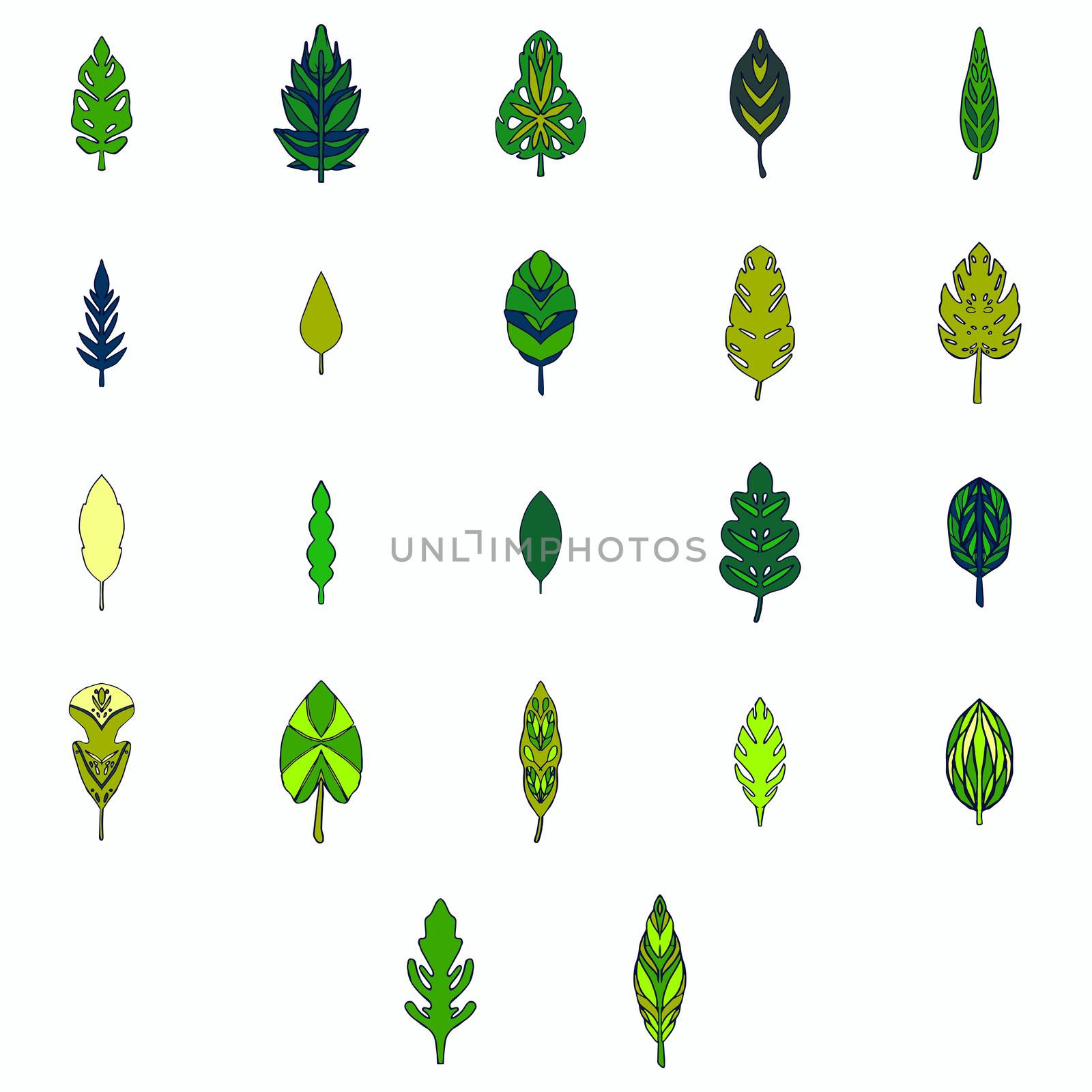 Vector icon of various leaves against white background