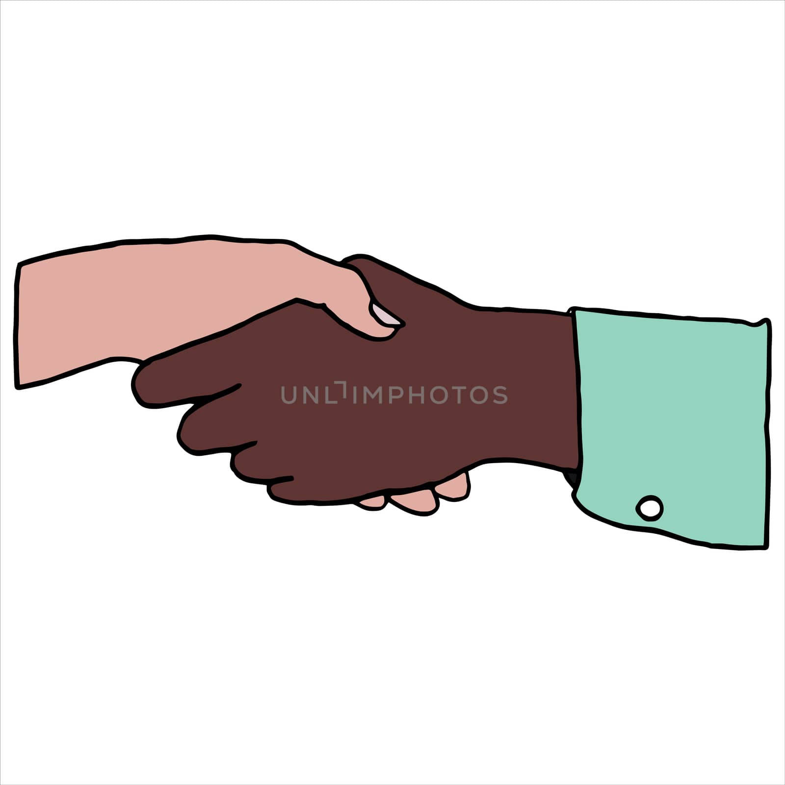 Vector of businesspeople shaking hands against white background