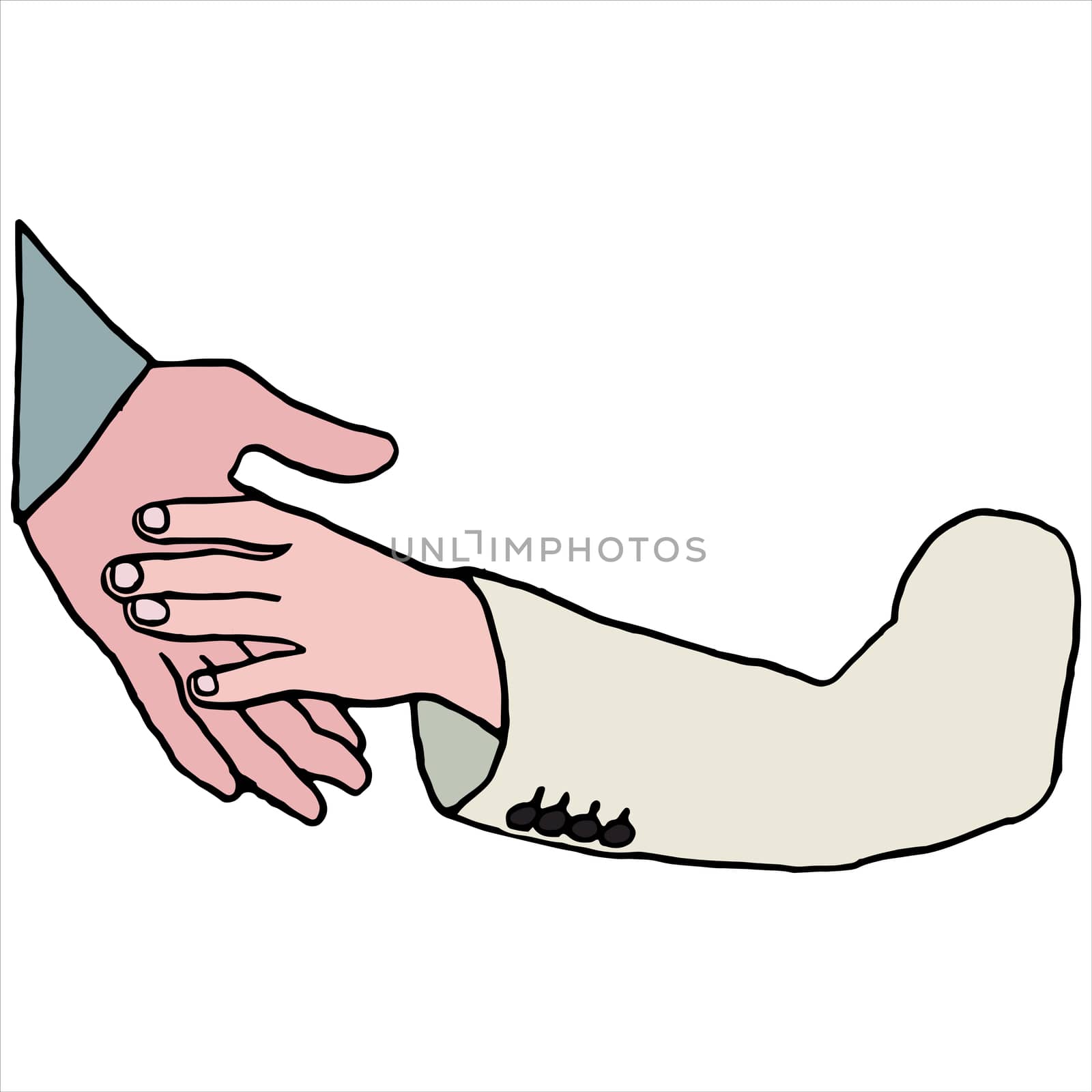 Vector of businesspeople shaking hands against white background