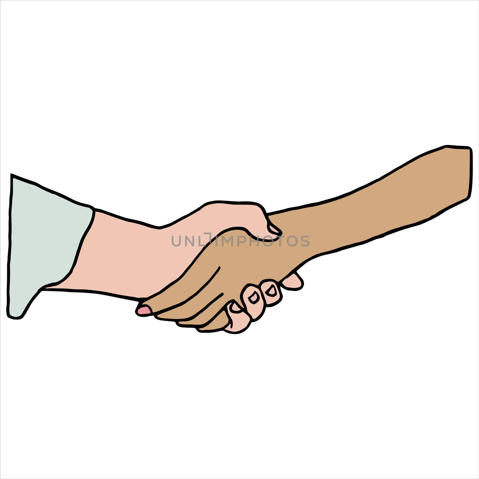 Vector of businesspeople shaking hands against white background