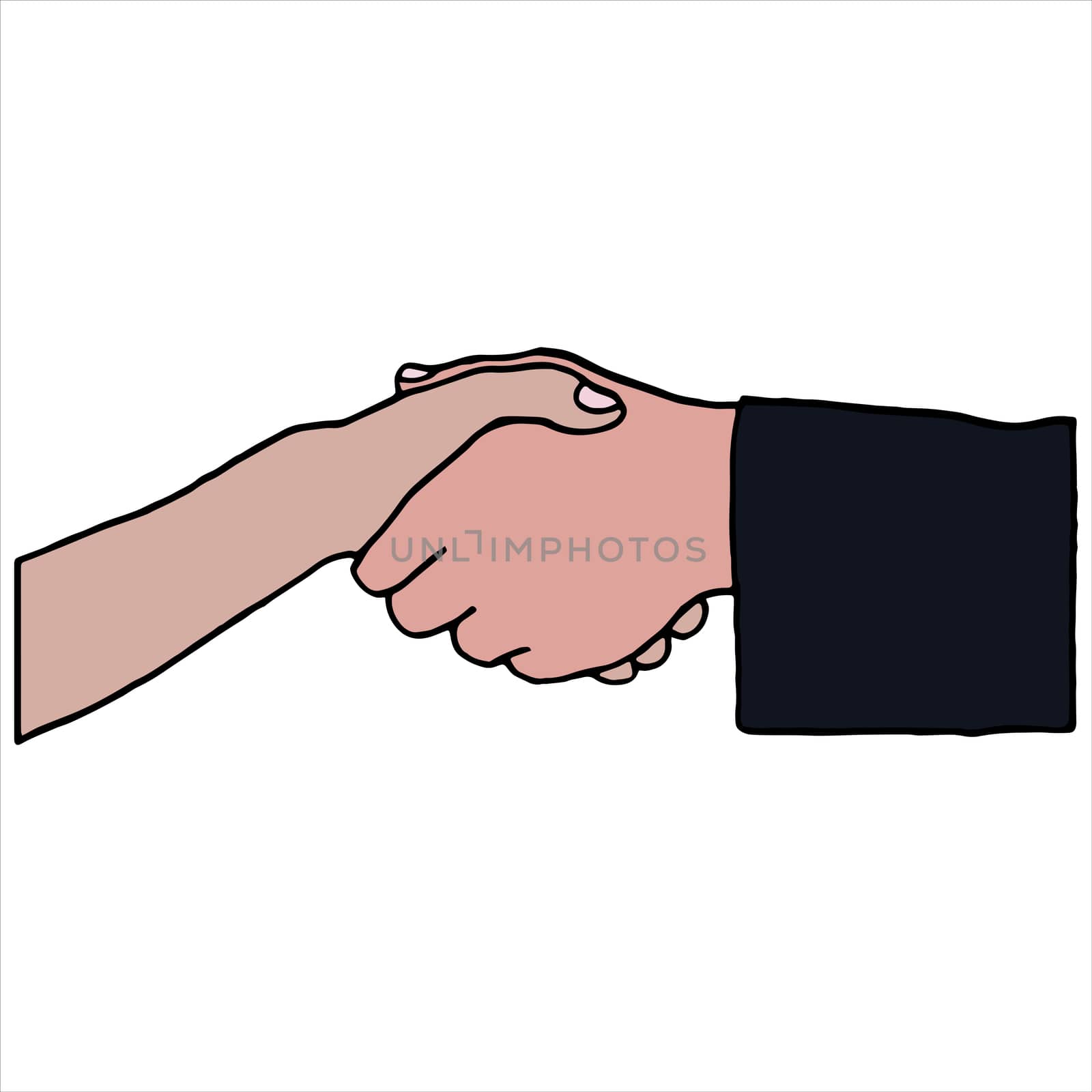 Vector of businesspeople shaking hands against white background