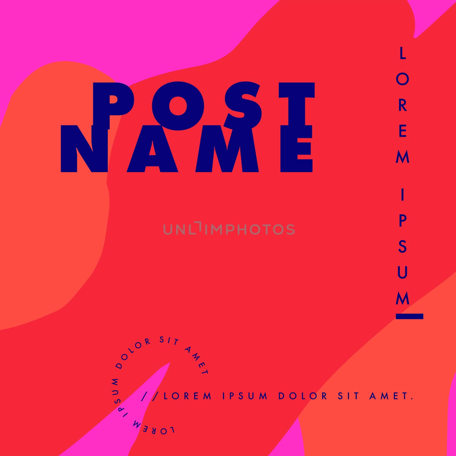 Vector image of card with text lorem ipsum and post name against colored background