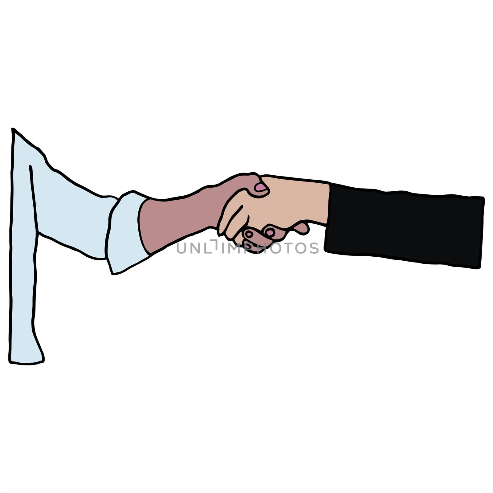 Vector of businesspeople shaking hands against white background