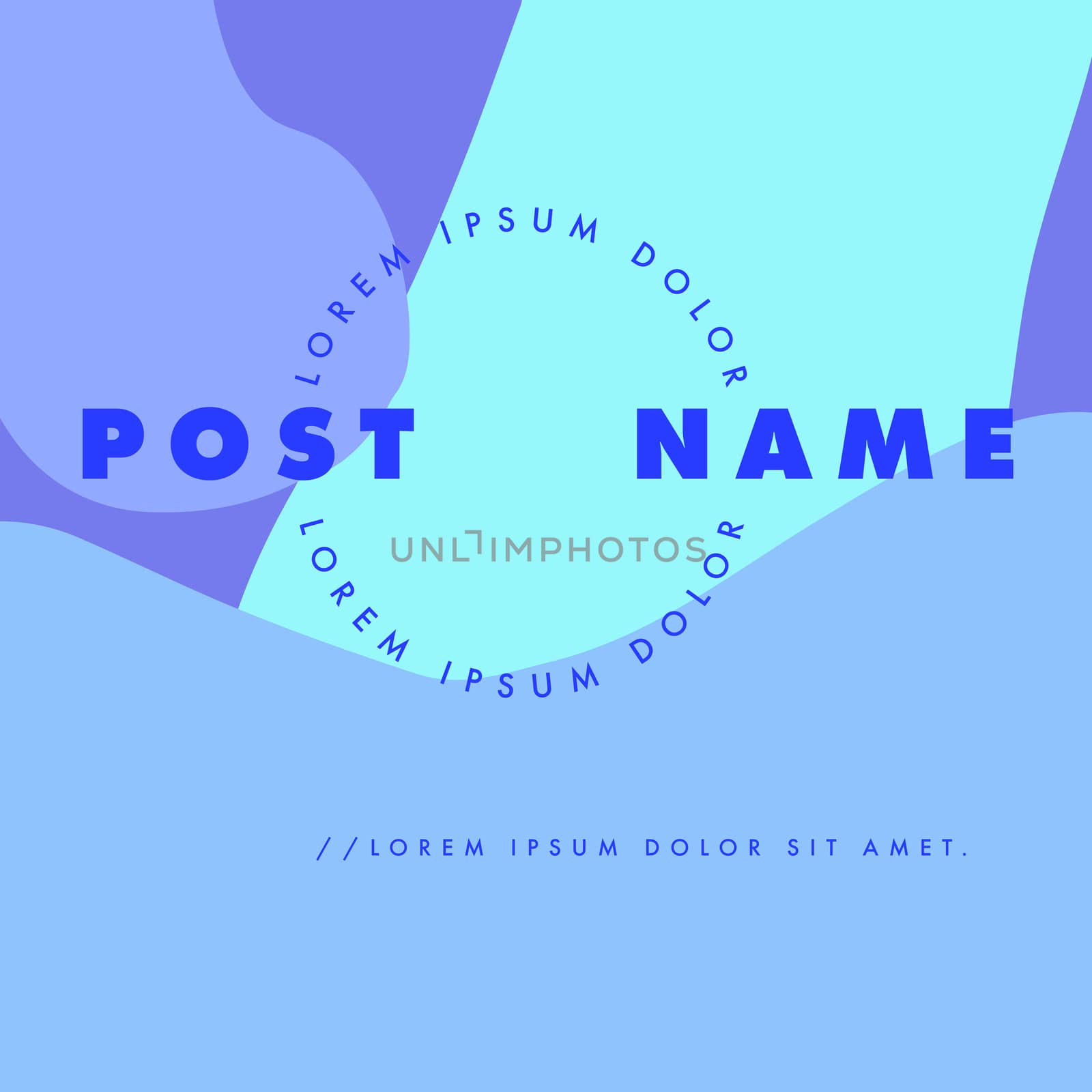 Vector image of card with text lorem ipsum and post name against colored background