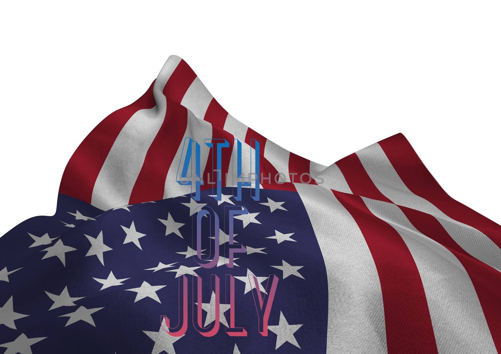 Digital composite of 4th of July word against american flag