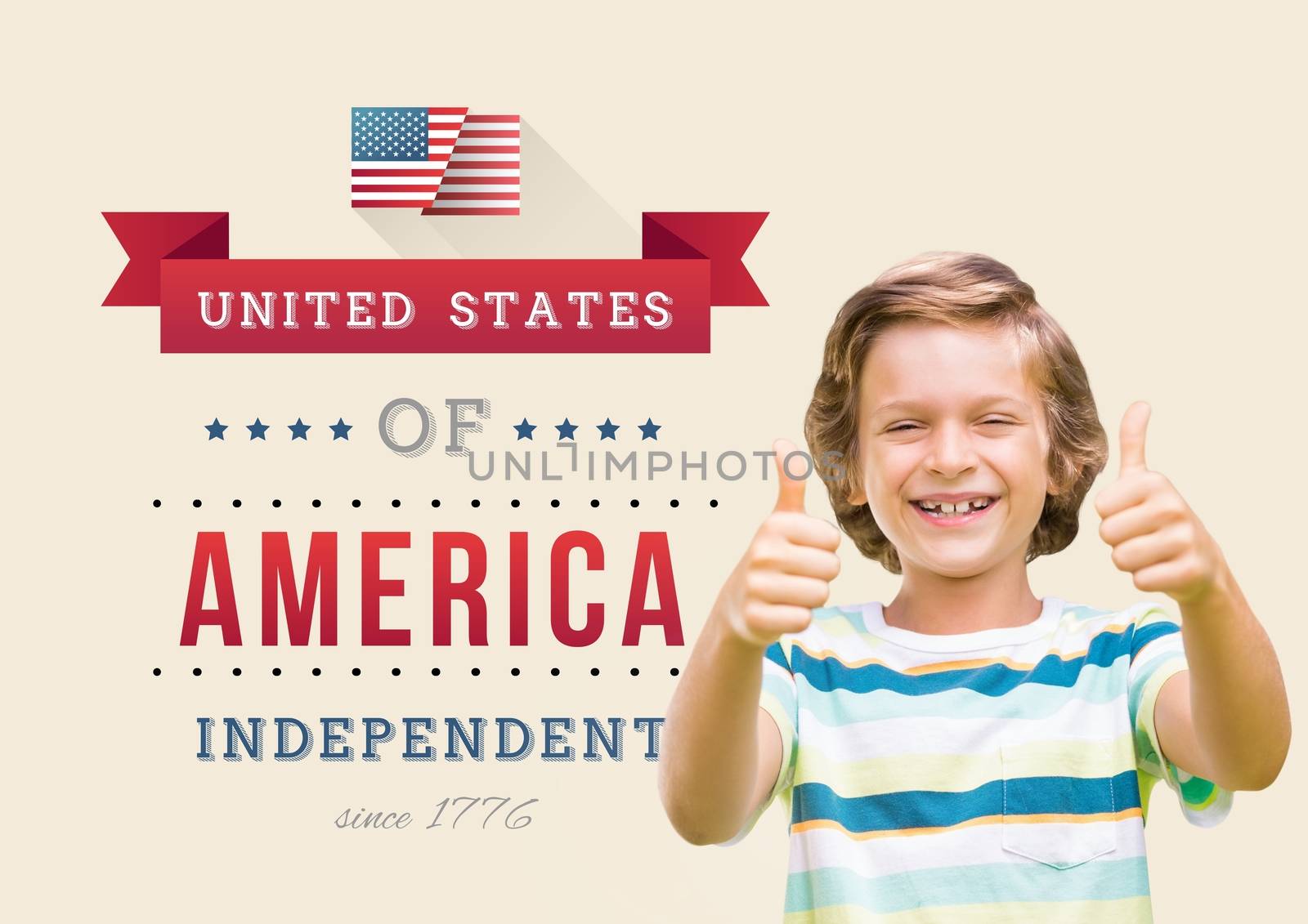 Children with thumbs of for the 4th of July by Wavebreakmedia